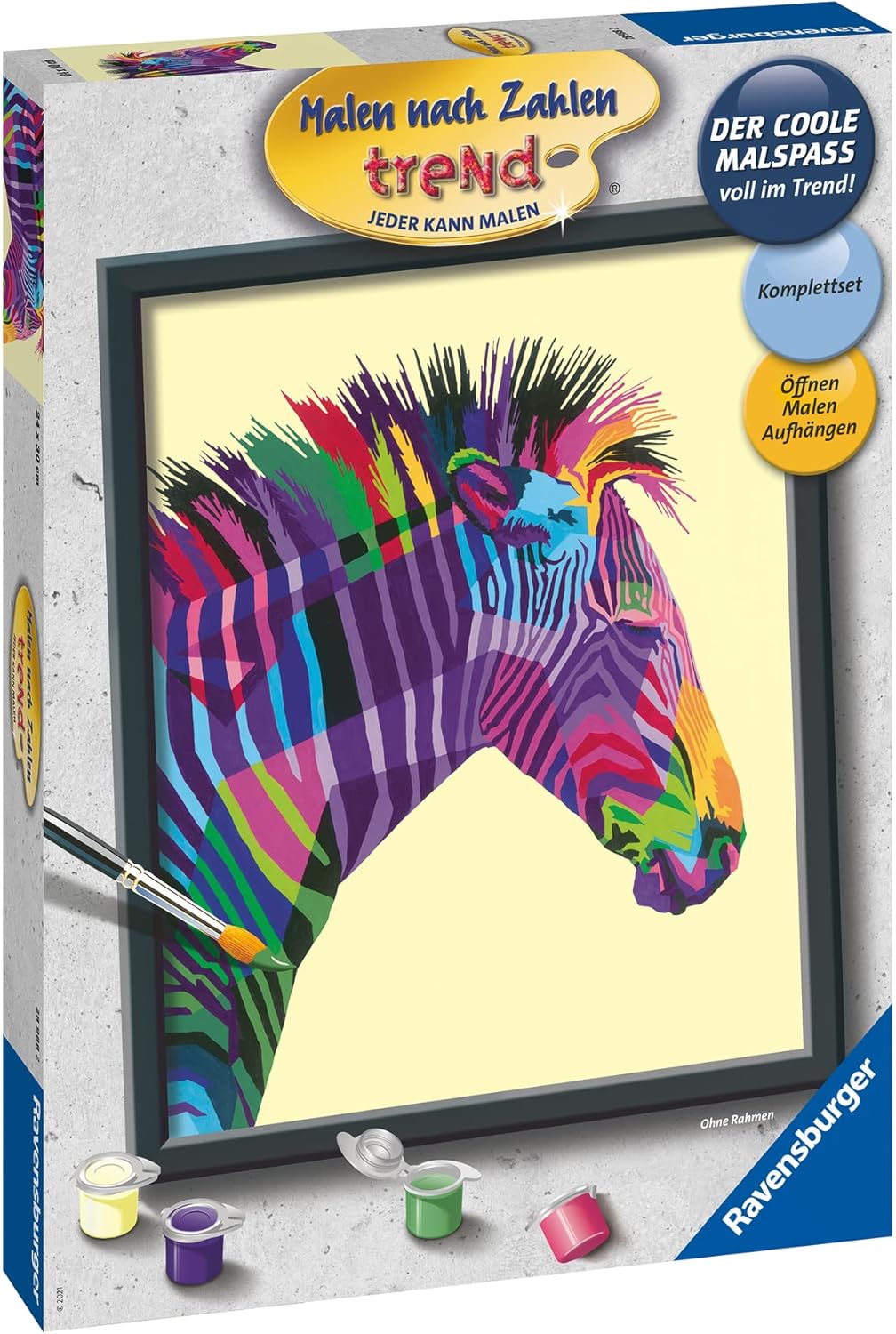 Thumbnail 1 de Ravensburger Malen nach Zahlen 28988 „Buntes Zebra“ (ab 12 Jahren) – Komplettset mit Acrylfarben