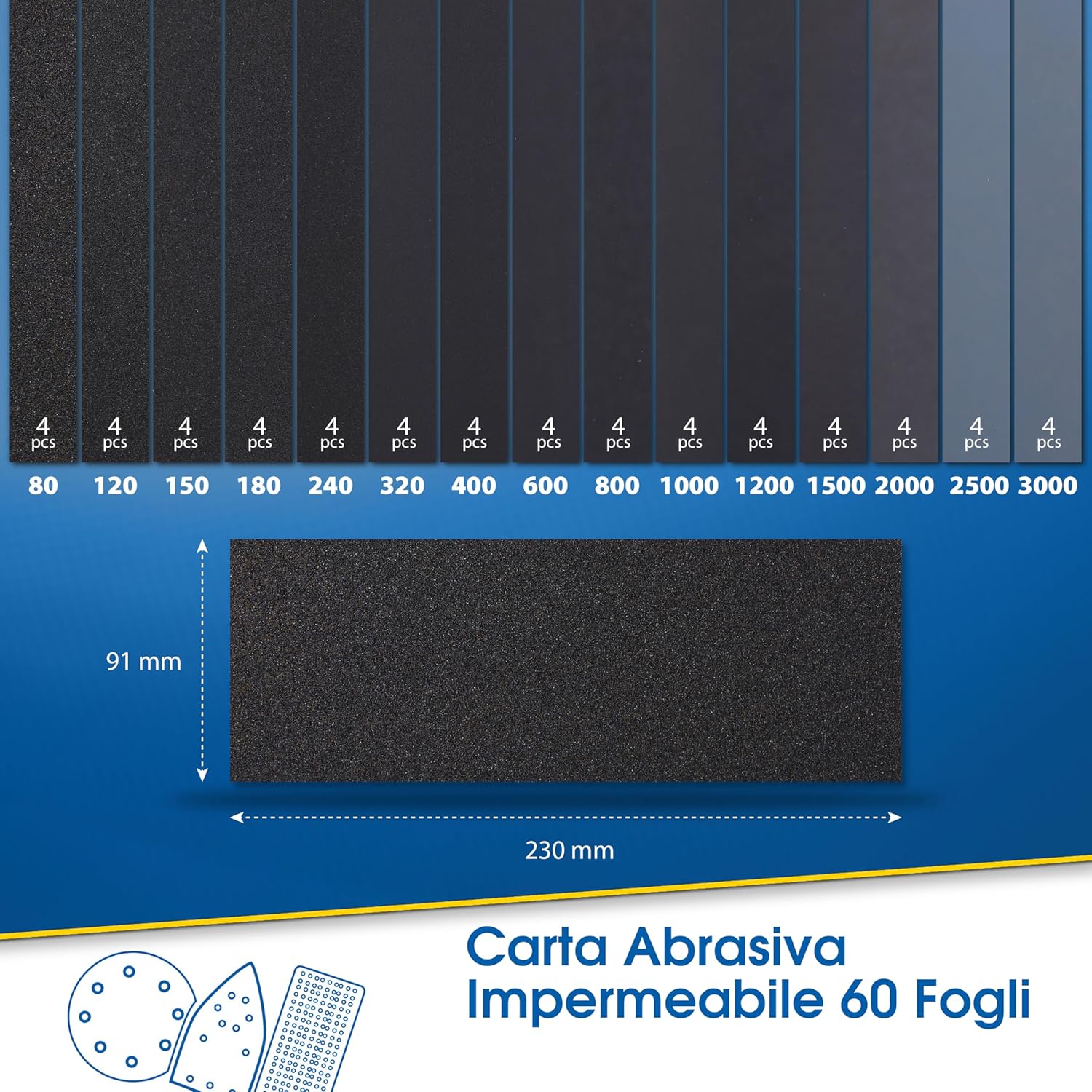 Detalle 2 de S&R 60 FOGLI Carta Vetrata Abrasiva 60pz 📐