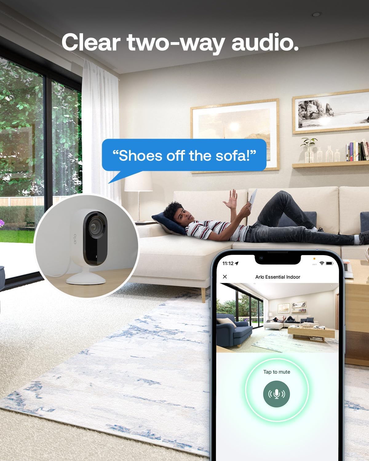Thumbnail 6 de Arlo Essential 3 HD Indoor Wired Security Camera (2-pack) with Auto Privacy Lens Cover, Night Vision & Smart Siren