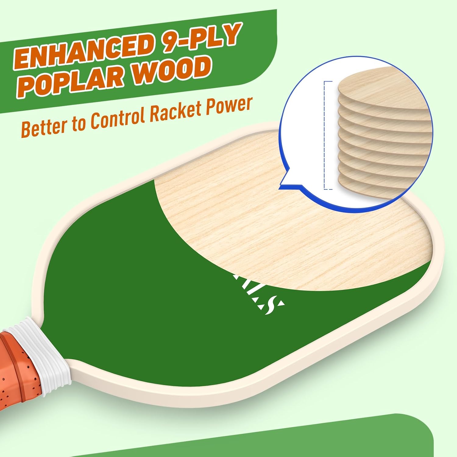 Detalle 2 de Pickleball Paddles 9-Ply Basswood Set