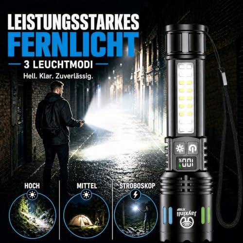 Detalle de Jayxinli 2er-Pack LED-Taschenlampen – 1.000.000 Lumen, aufladbar, extrem hell
