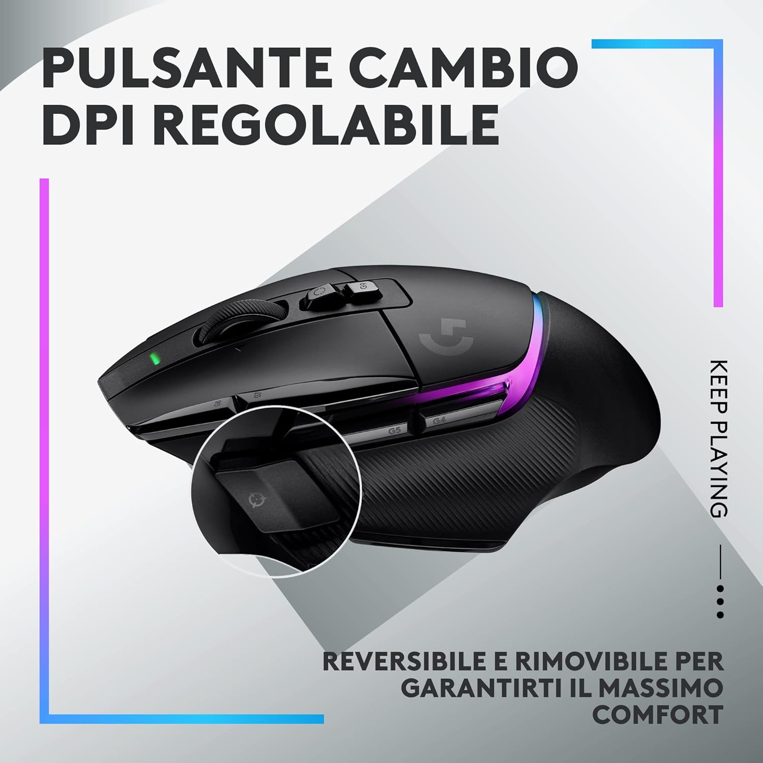 Detalle de Logitech G G502 X PLUS Mouse Gaming Wireless LIGHTSPEED RGB – Precisione e personalizzazione avanzate
