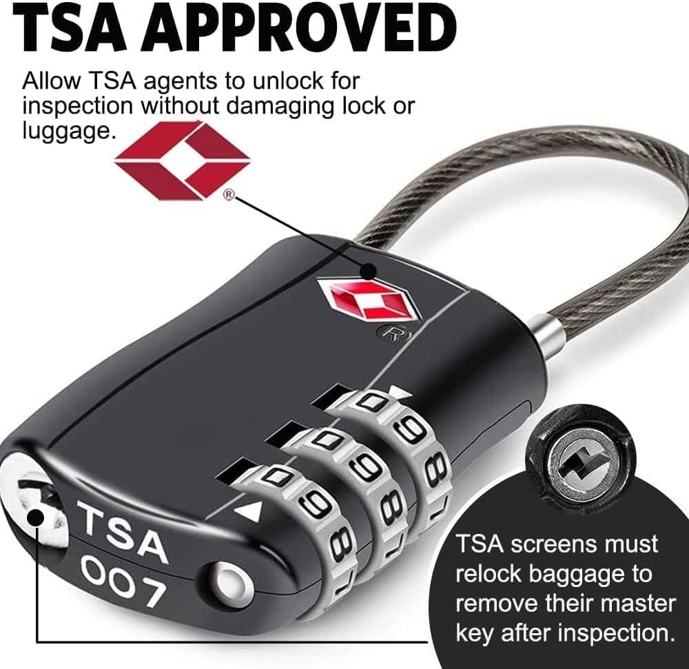Thumbnail 2 de BeskooHome TSA Approved Luggage Locks (2 Pack) – 3-Dial Combination Zinc Alloy Padlocks