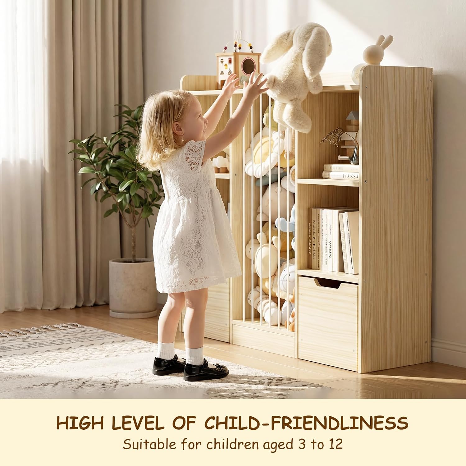 Detalle 2 de Toy Storage Organizer in Solid Pine Wood