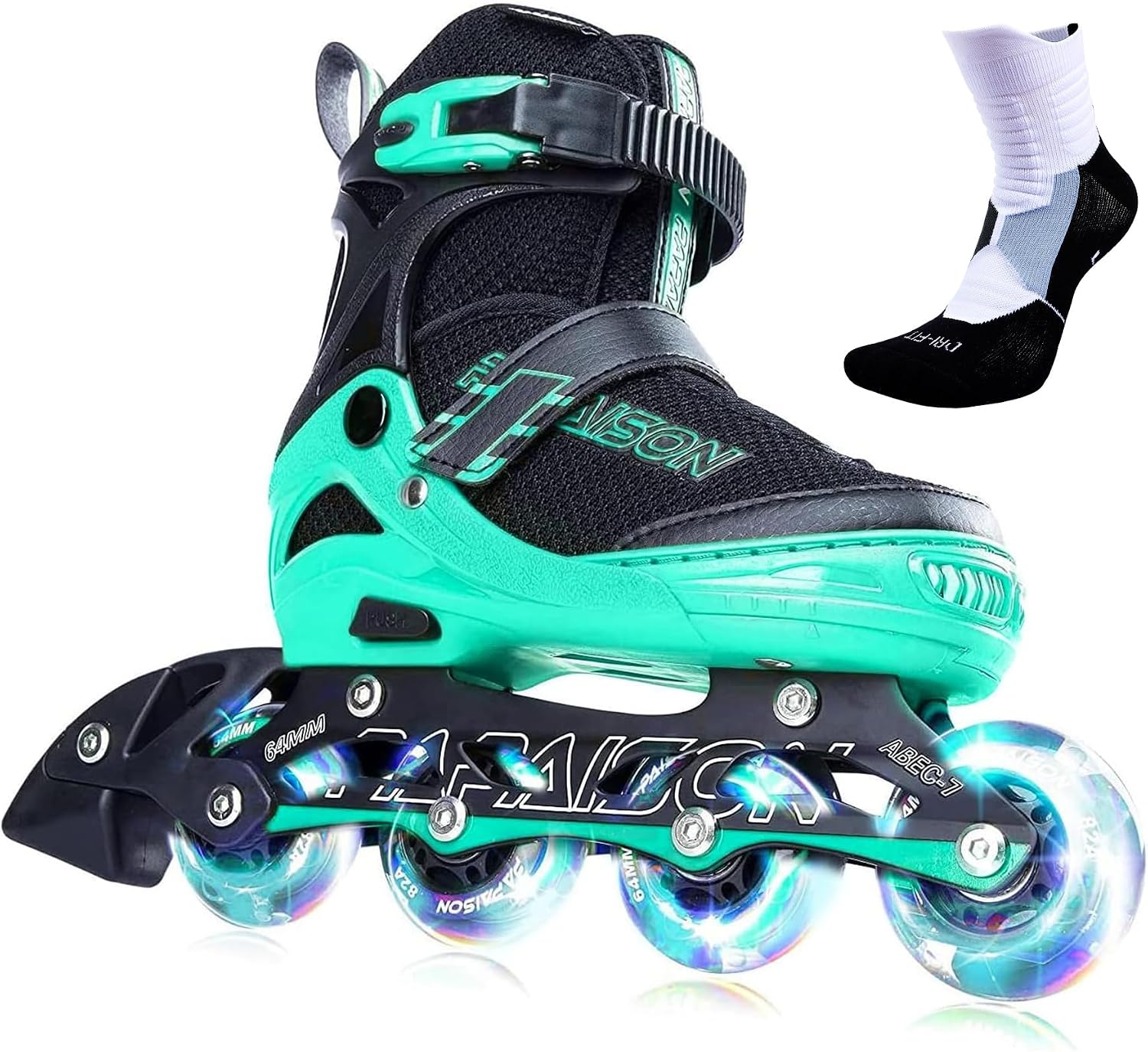 Detalle de PAPAISON Adjustable Inline Skates with Light-Up Wheels ⛸