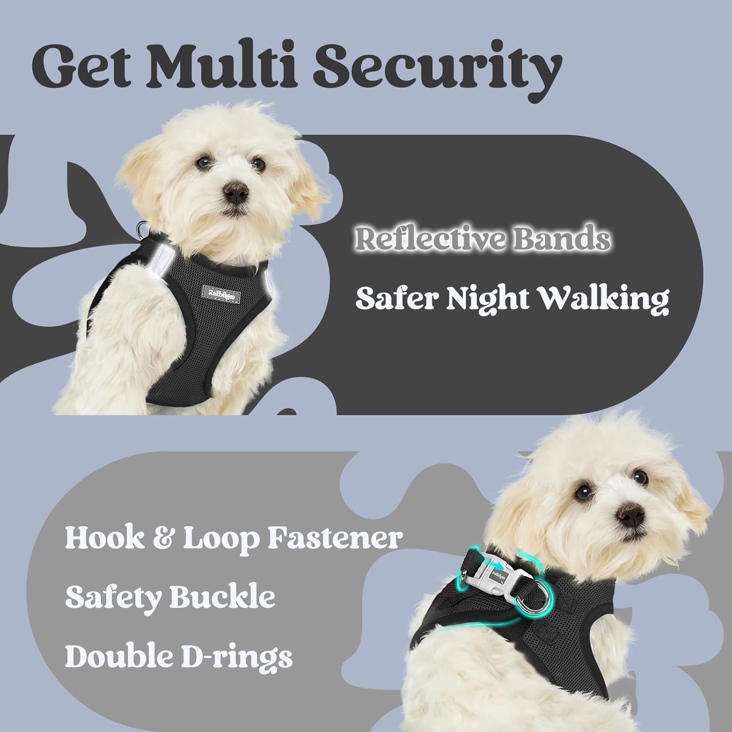 Thumbnail 6 de rabbitgoo Small Dog Step-in Soft Mesh Puppy Harness (Reflective Strips) — Size M
