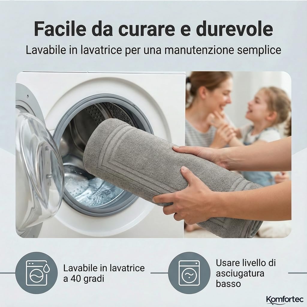 Thumbnail 3 de Komfortec set di 2 tappetini da bagno in spugna 50x70 cm, argento