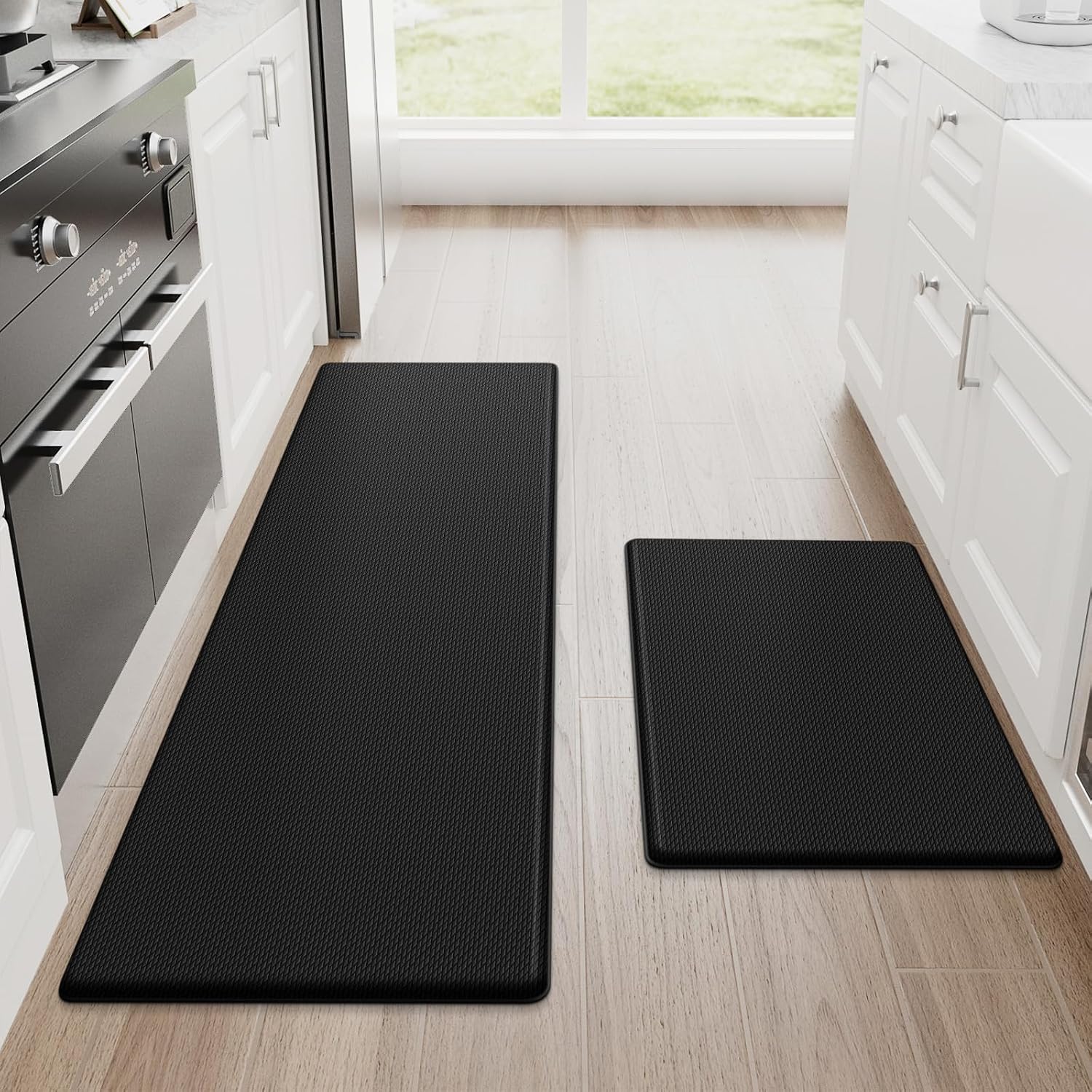 Detalle de StepRite MPNST0003-076120BL 2-Piece Anti-Fatigue Kitchen Mats, Black PVC