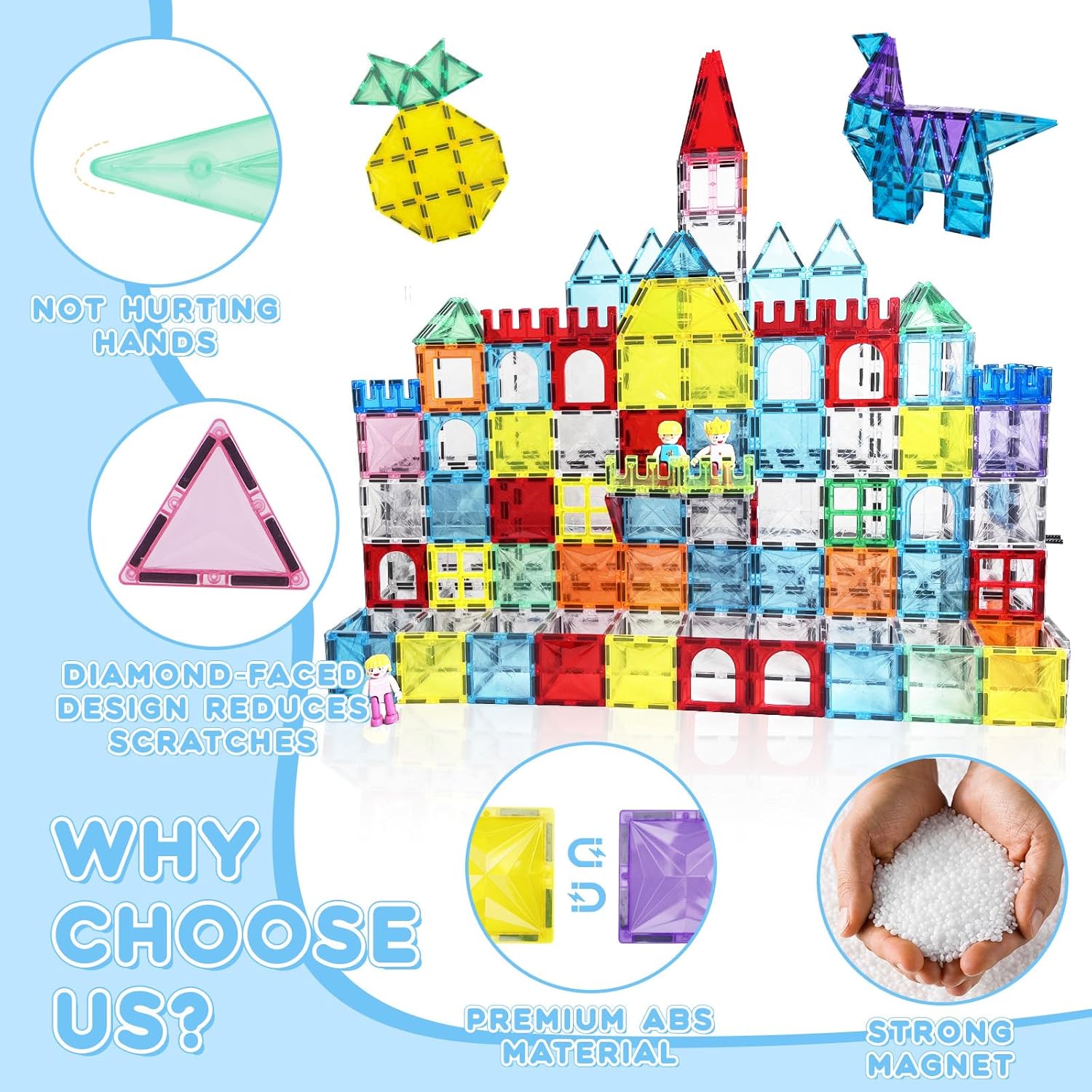 Thumbnail 6 de Paaxido Magnetic Tiles 100-Piece 4D Diamond Magnetic Blocks Set (STEM Preschool Building Toys)