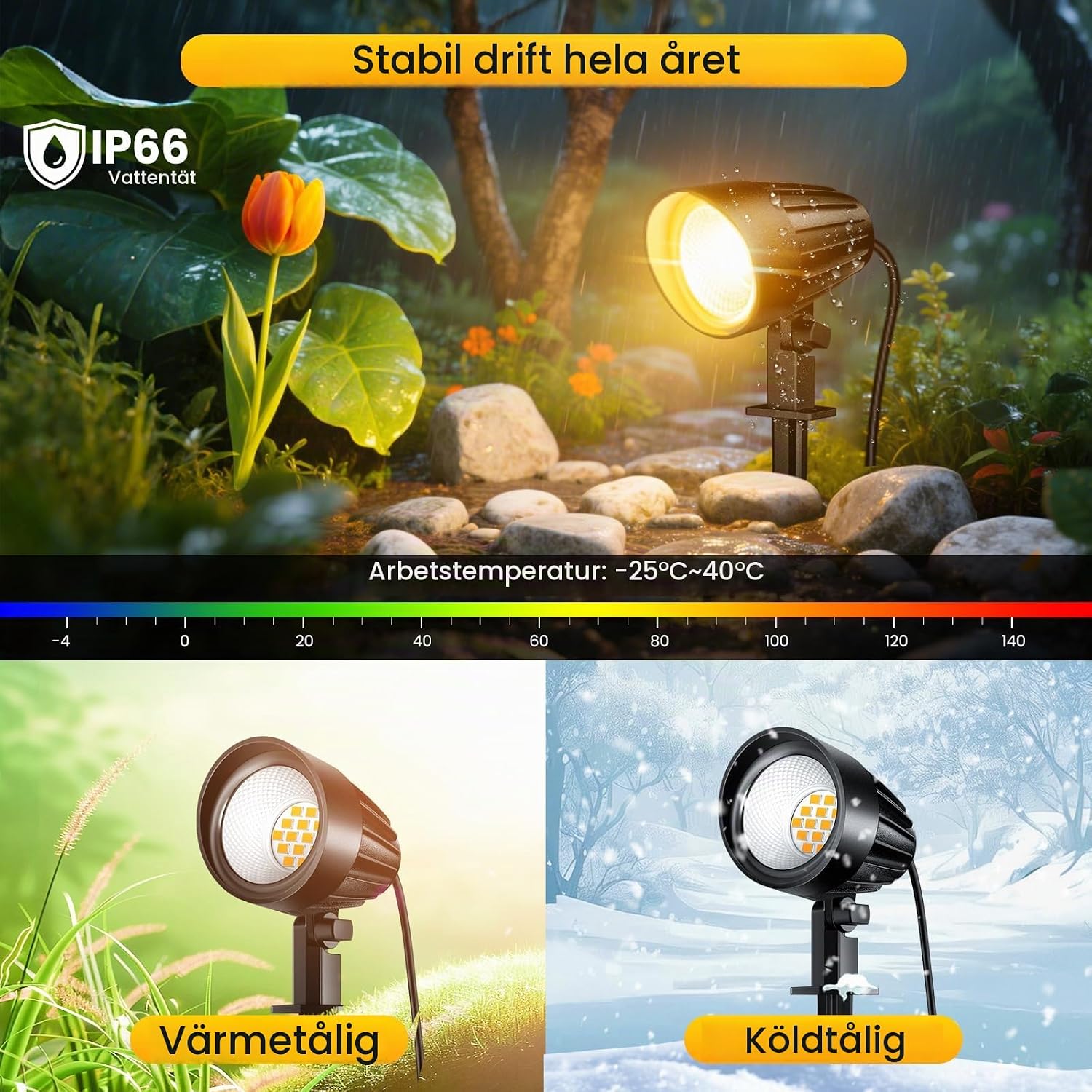Detalle 2 de MEIKEE ASTA07 LED-trädgårdsspotlights, 4-pack, 2 700 K, IP66