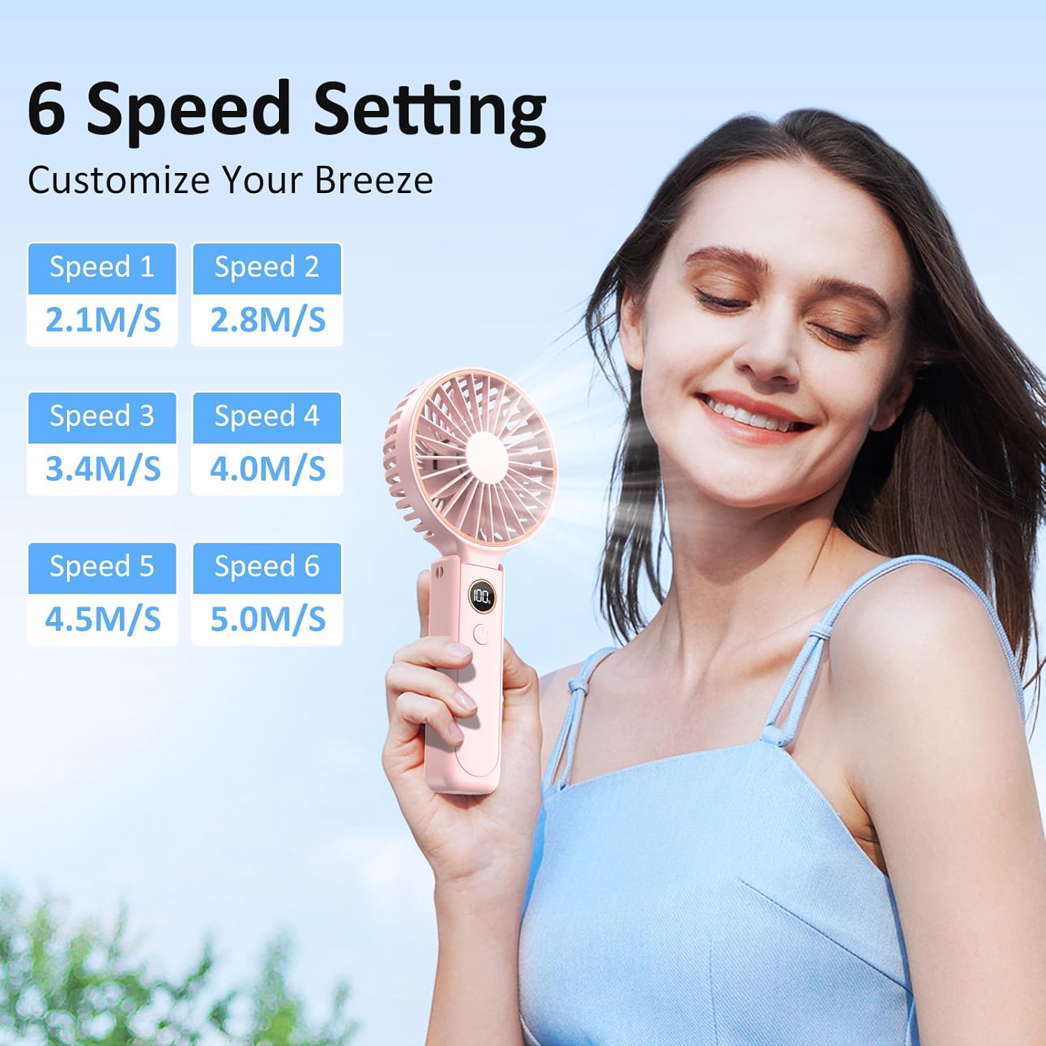 Thumbnail 2 de Rintea Hand Held Fan review: compact 7-blade, 6-speed rechargeable handheld fan