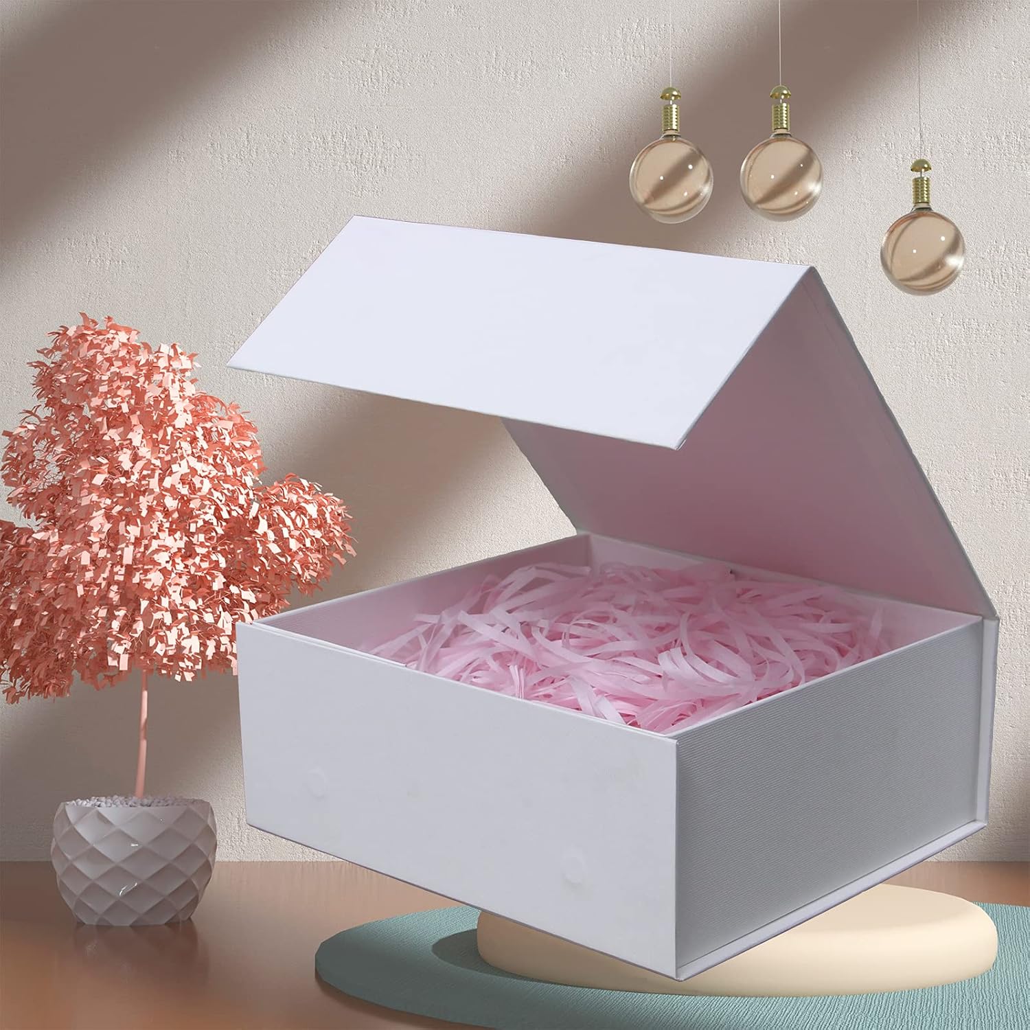 Thumbnail 4 de Rsgift White Gift Box with Lids, 9.7x7.2x3.3 Inch, Magnetic Closure Collapsible Gift Boxes for Presents