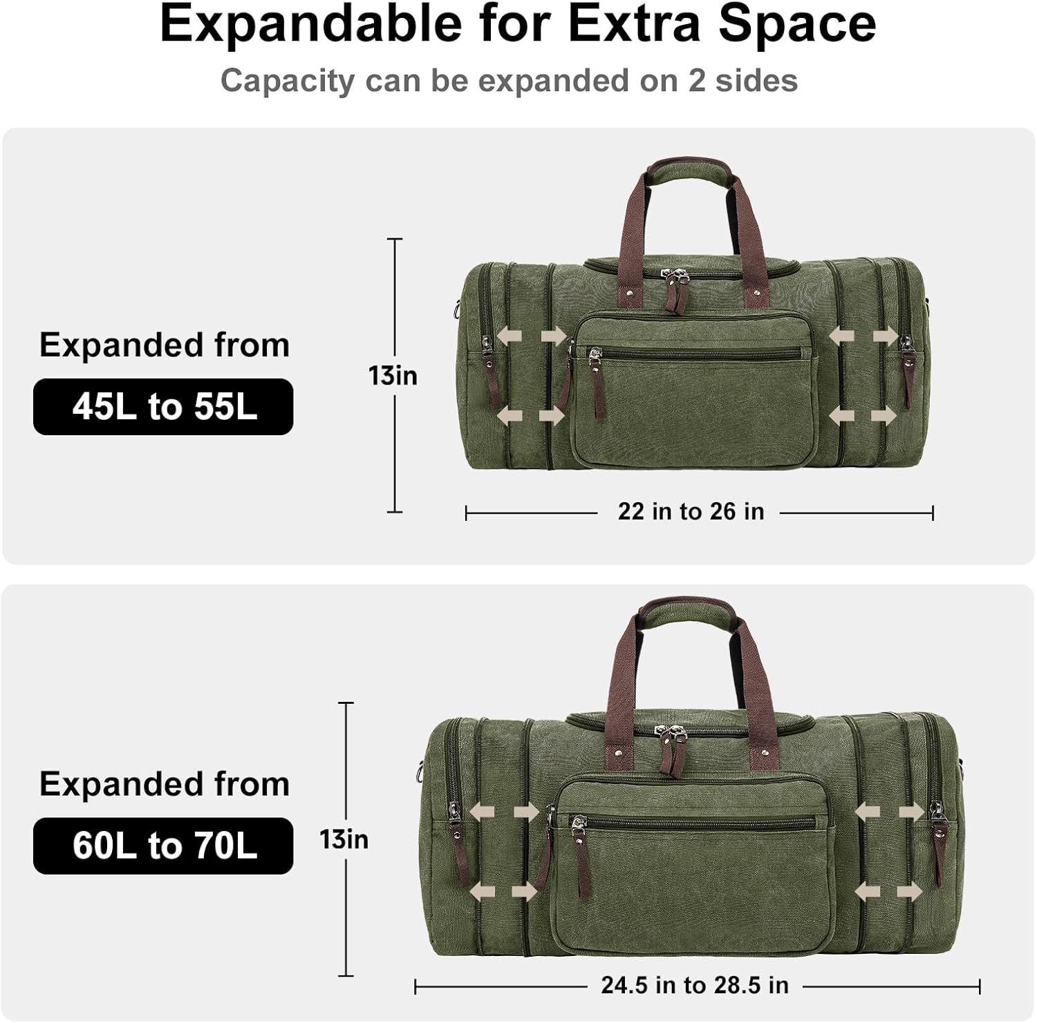 Thumbnail 3 de EKOROMIER 70L expandable canvas holdall