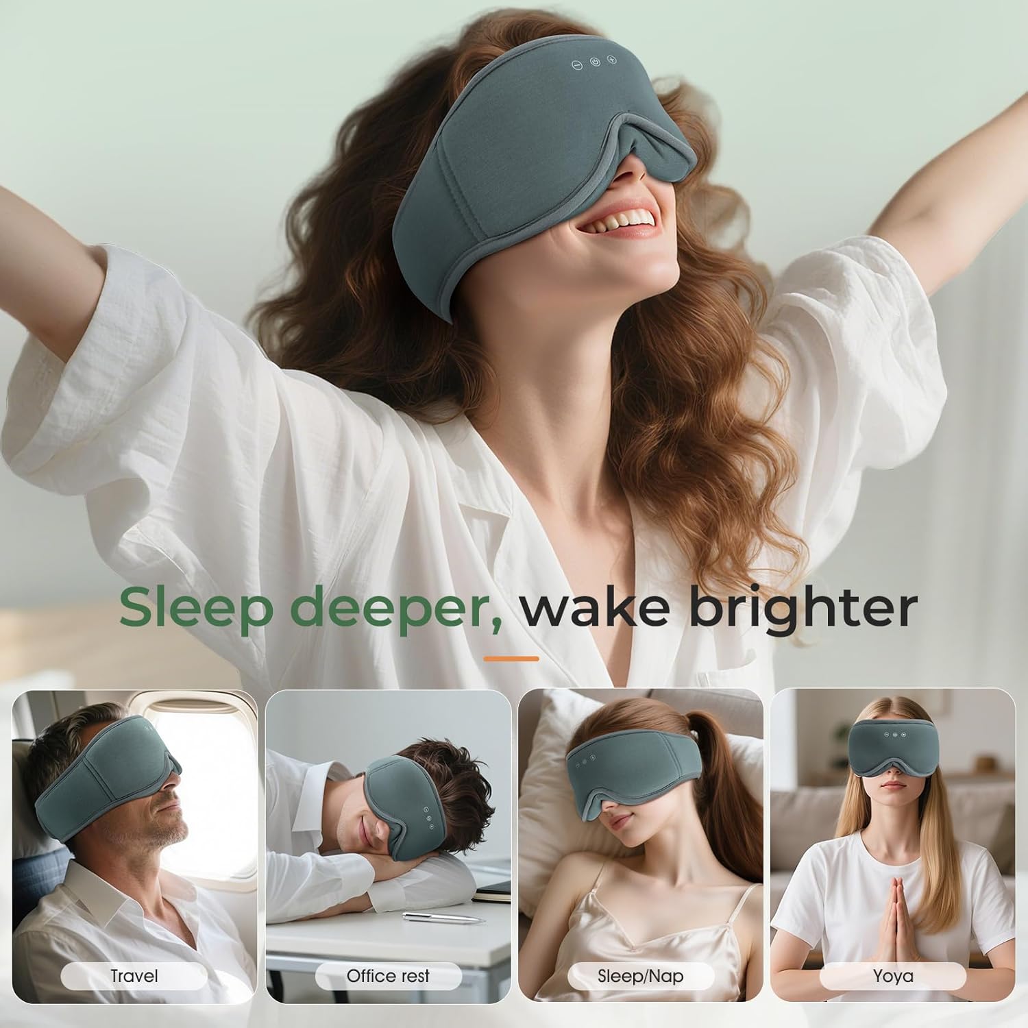 Thumbnail 6 de MUSICOZY Organic Bamboo Cotton Sleep Mask Headphones with 14H Playtime (Blackout 3D, Bluetooth 5.4)