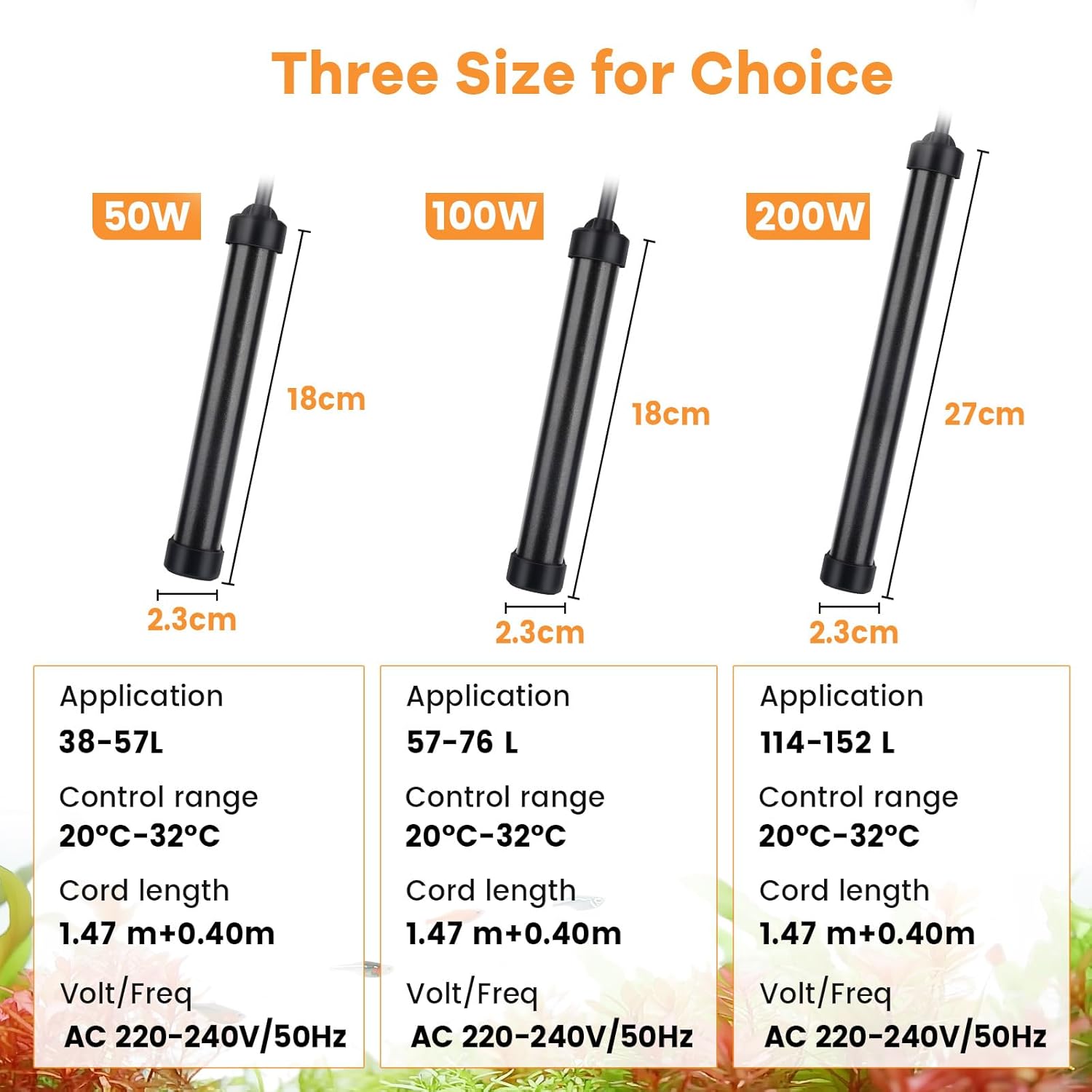 Detalle de hygger Titanium Heizer 100W – Aquarium-Heizung mit Display-Controller für 57–76 L Becken
