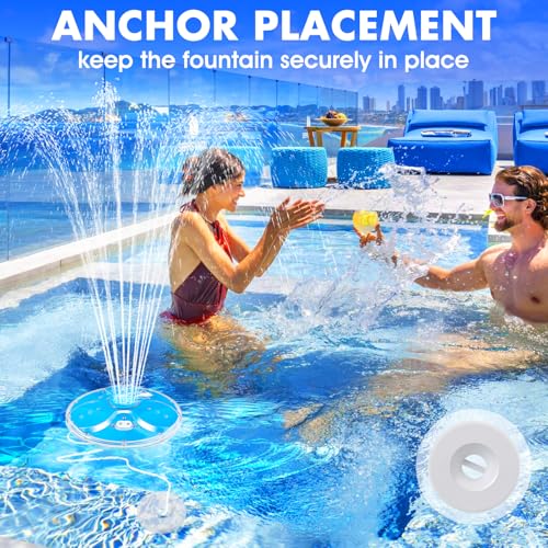 Detalle de DeeprBling Fuente Flotante para Piscina con Luces Subacuáticas, Ancla y Control Remoto