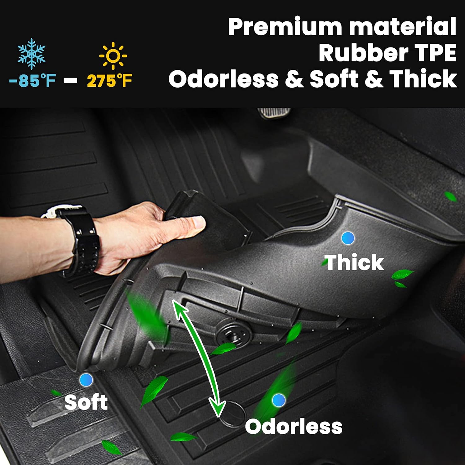 Thumbnail 2 de Auxko All Weather Floor Mats for Toyota Tacoma XtraCab/Double Cab (2024–2026) – Front Row, Automatic & Hybrid Compatible