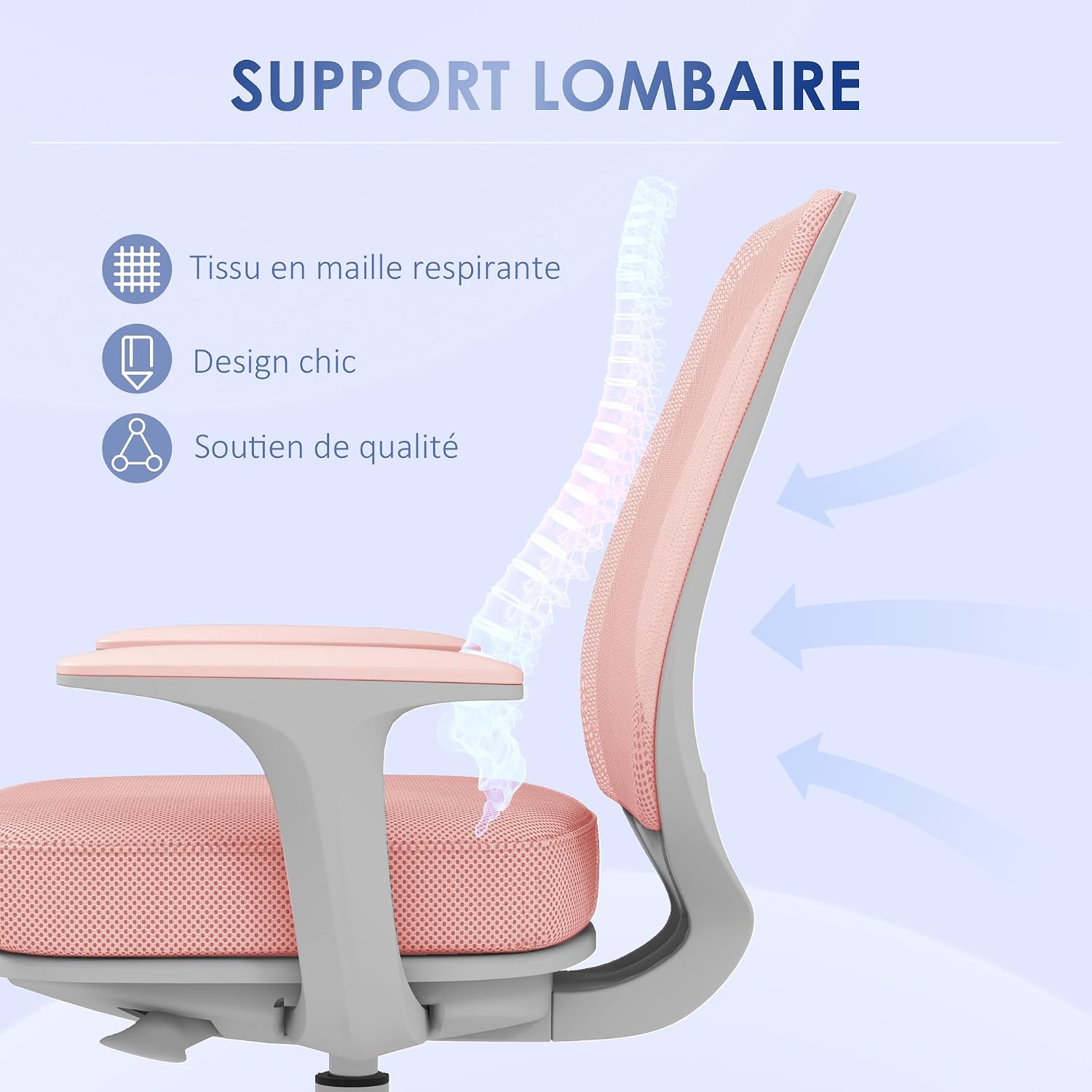 Thumbnail 5 de Vinsetto Fauteuil de Bureau ergonomique Rose