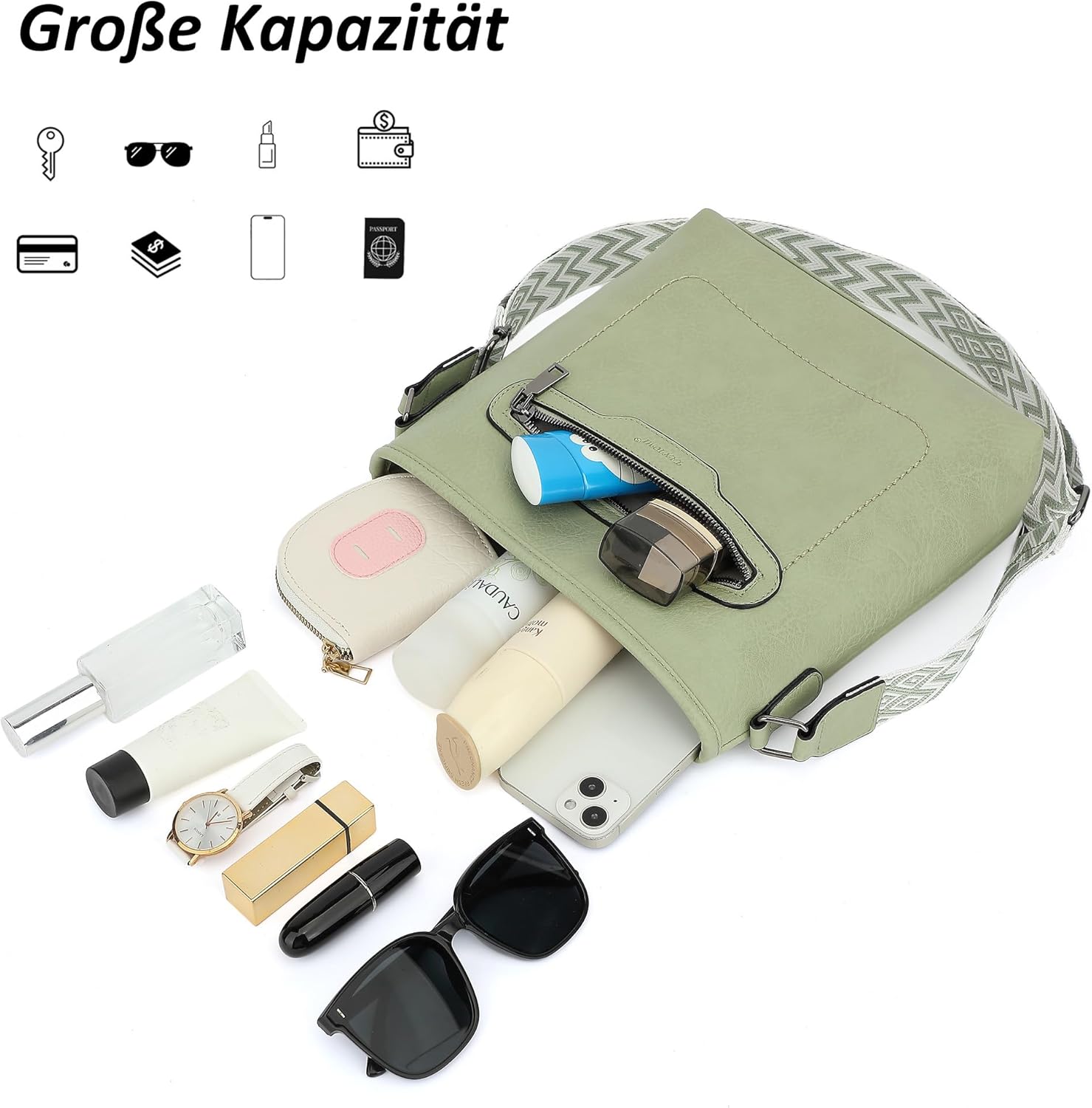 Thumbnail 2 de TANTOMI Umhängetasche Damen – leichte Schultertasche mit verstellbarem Riemen und mehreren Fächern