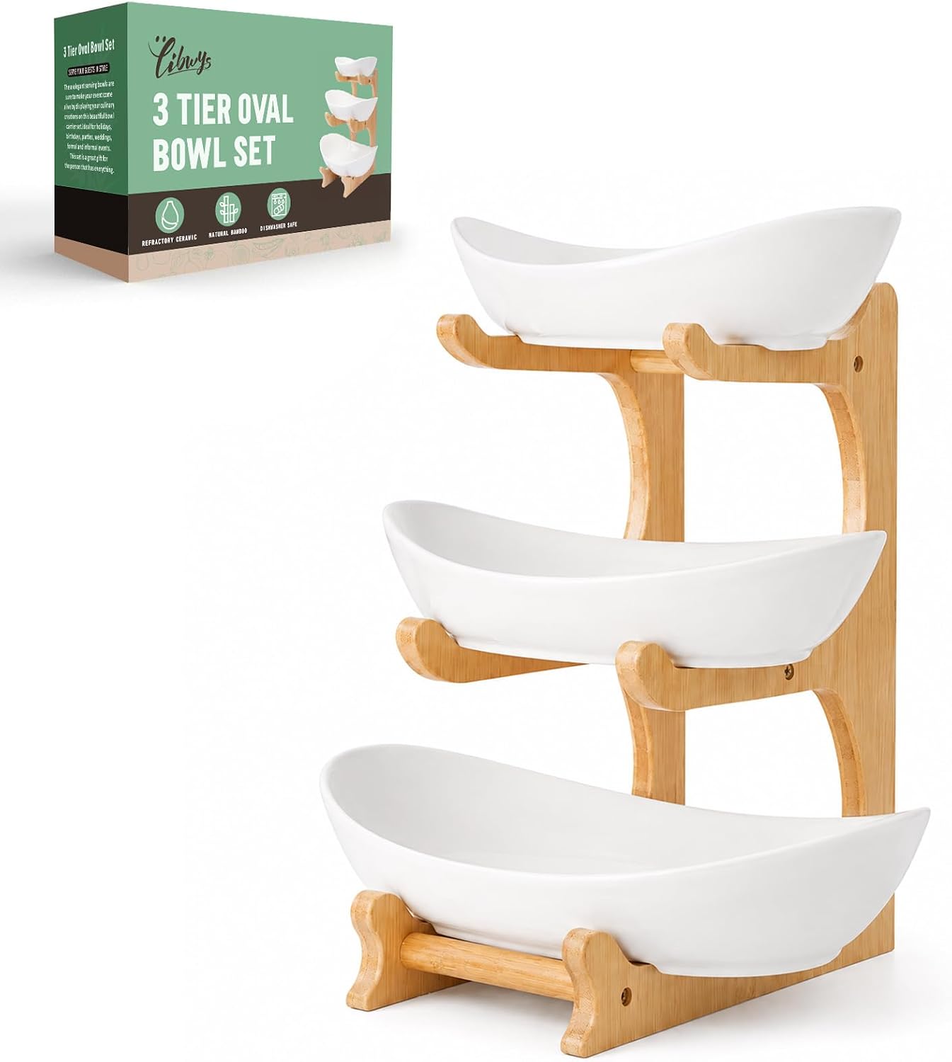 Detalle de SEVEN SPARTA 3-Tier Ceramic Serving Bowls