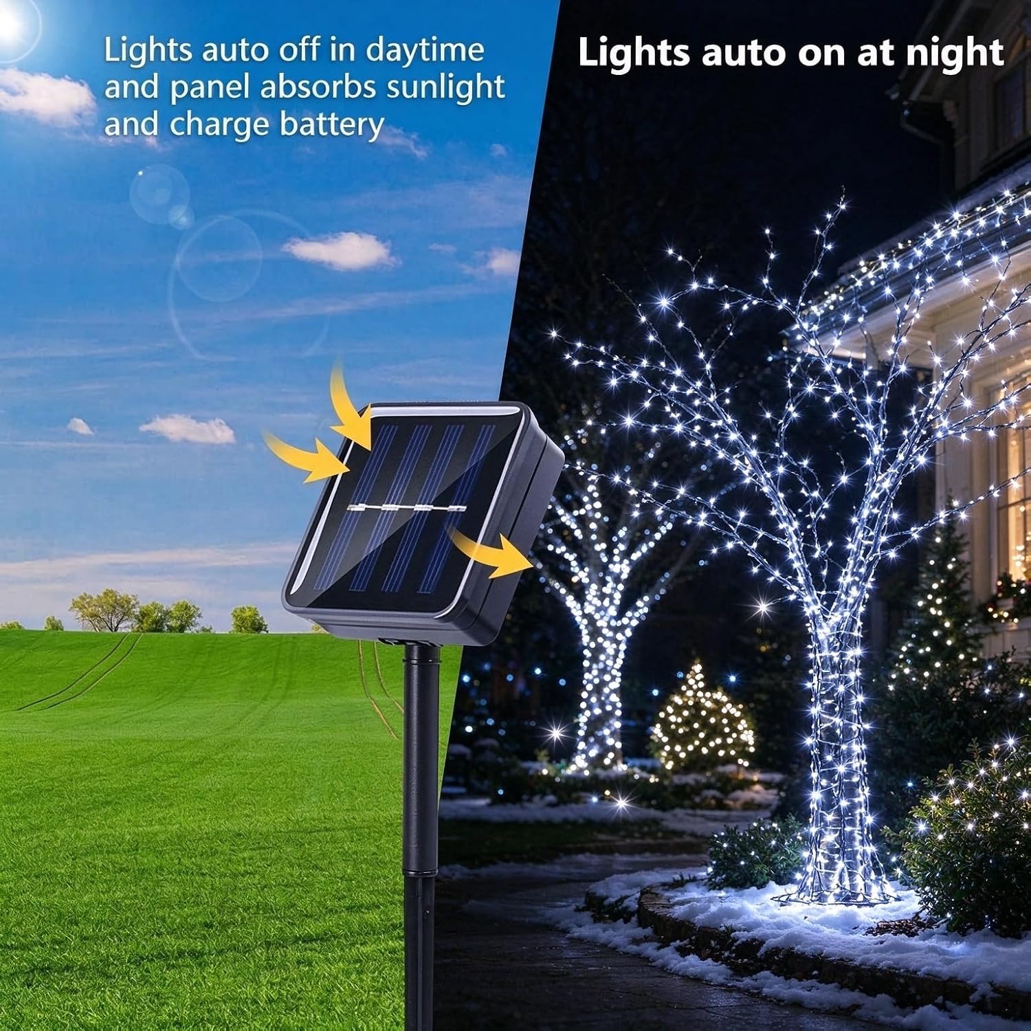 Thumbnail 5 de Joomer Solar Christmas Lights, 4-Pack, 156 ft, 400 White LEDs, 8 Modes