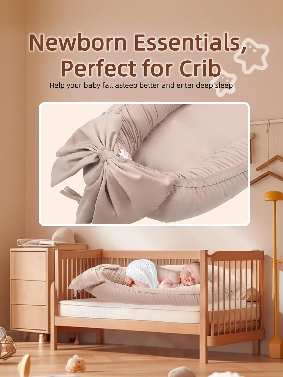 Thumbnail 5 de EAQ Baby Nest Pod for Newborn (Light Khaki) – soft, breathable sleep pod for 0–12 months