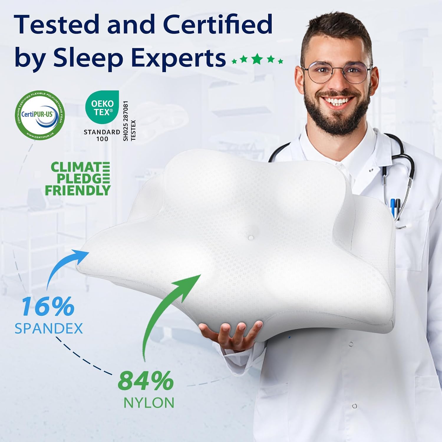 Thumbnail 6 de HOMCA PL12 Ergonomic Cervical Pillow, Memory Foam, Standard Size
