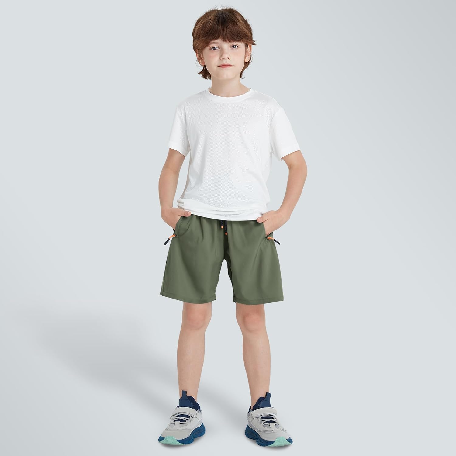 Detalle 2 de ANHDM Boys Shorts: Quick Dry Athletic Running Shorts with Zipper Pockets