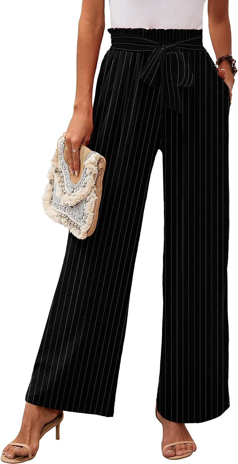 Detalle de Heymoments Women’s Wide Leg Lounge Pants with Pockets, Adjustable Tie Waist (High Waisted)