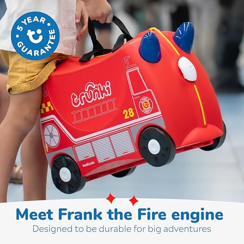 Detalle de Trunki Frank Fire Engine Ride-On Suitcase for Kids (Red)