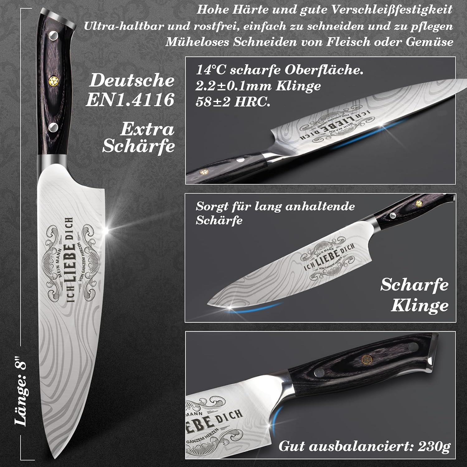 Detalle 2 de Küchenmesser 34 cm Kochmesser Ergonomisch