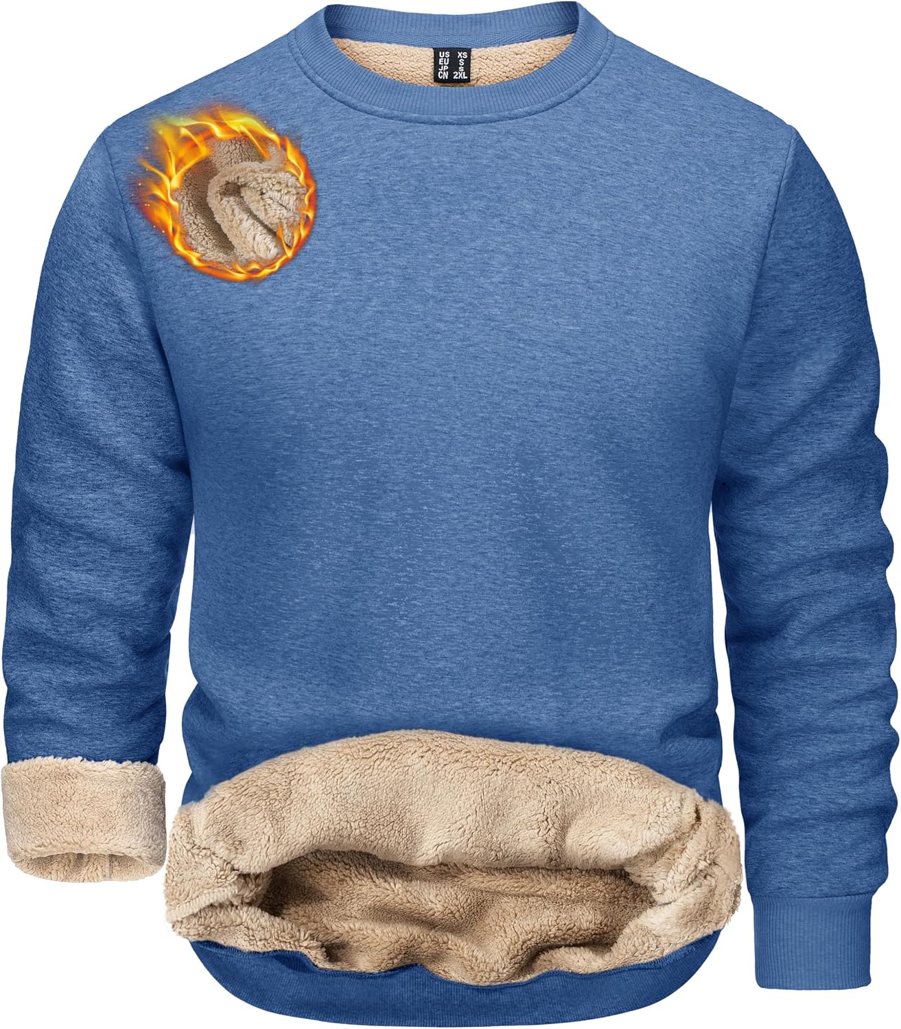 Detalle de TACVASEN Herren Fleece Pullover mit Fleecefutter