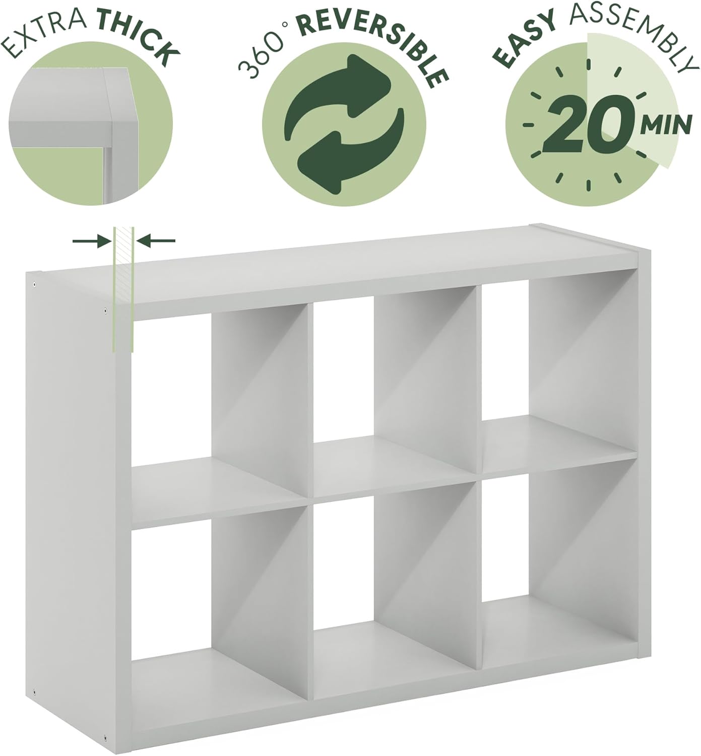 Thumbnail 6 de Furinno Cubicle: Organizer decorativo a forma di cubo, 6 cubi in grigio chiaro