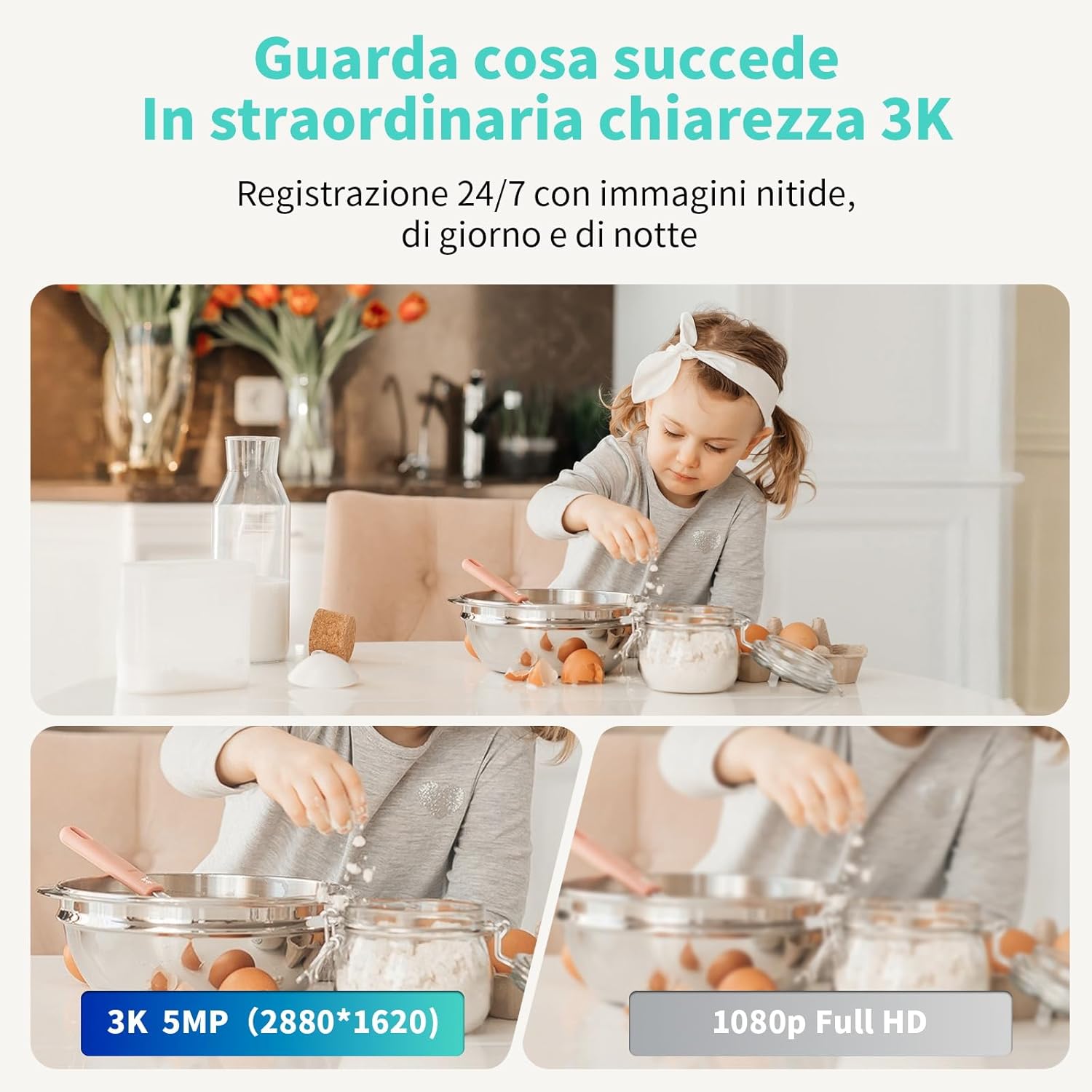 Detalle 2 de Telecamera Wi‑Fi Interno 3K con rilevamento AI e visione notturna