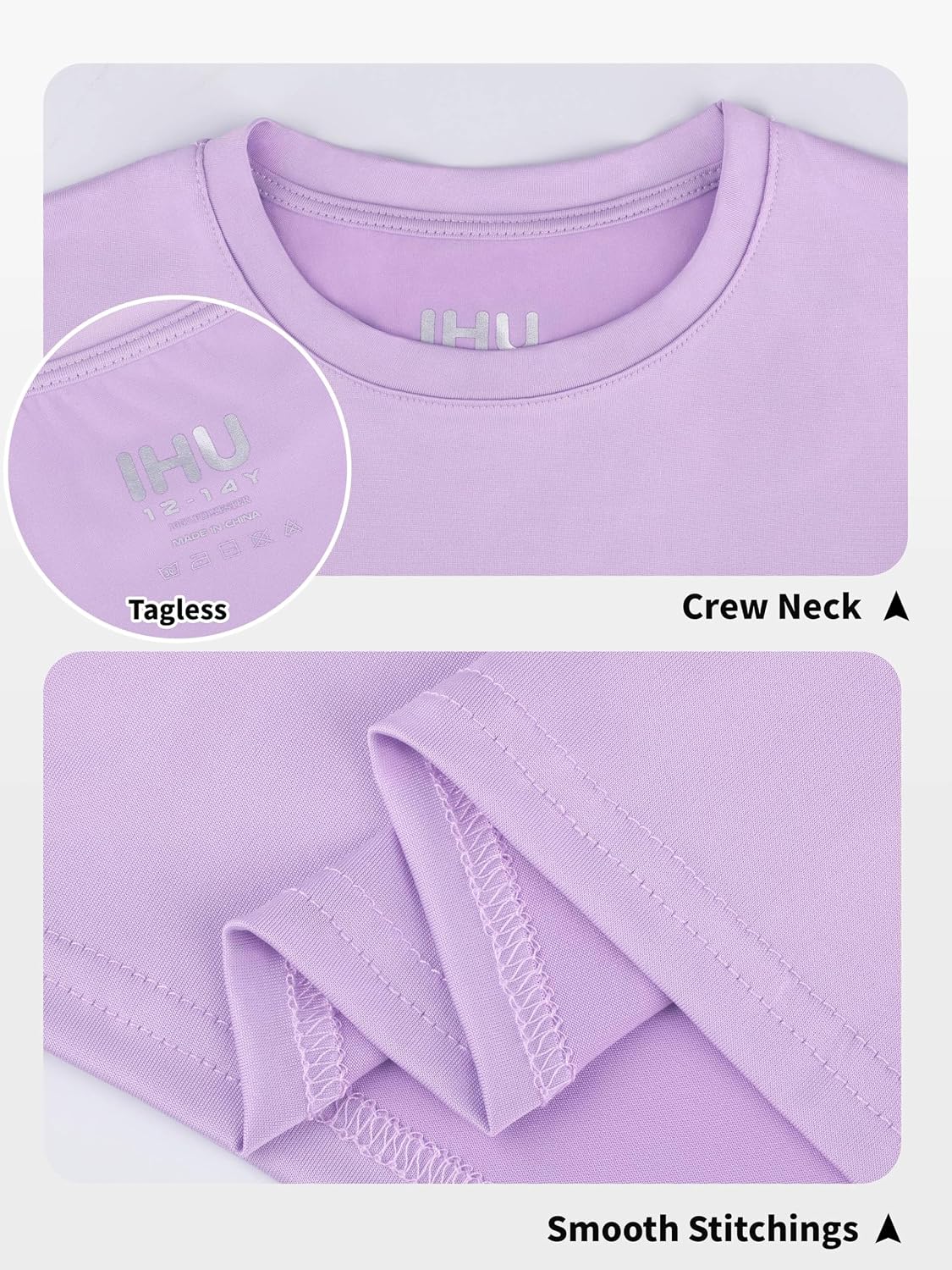 Detalle 1 de IHU Kids' Neon Dry-Fit Rash Guard, Short Sleeve, UPF 50+
