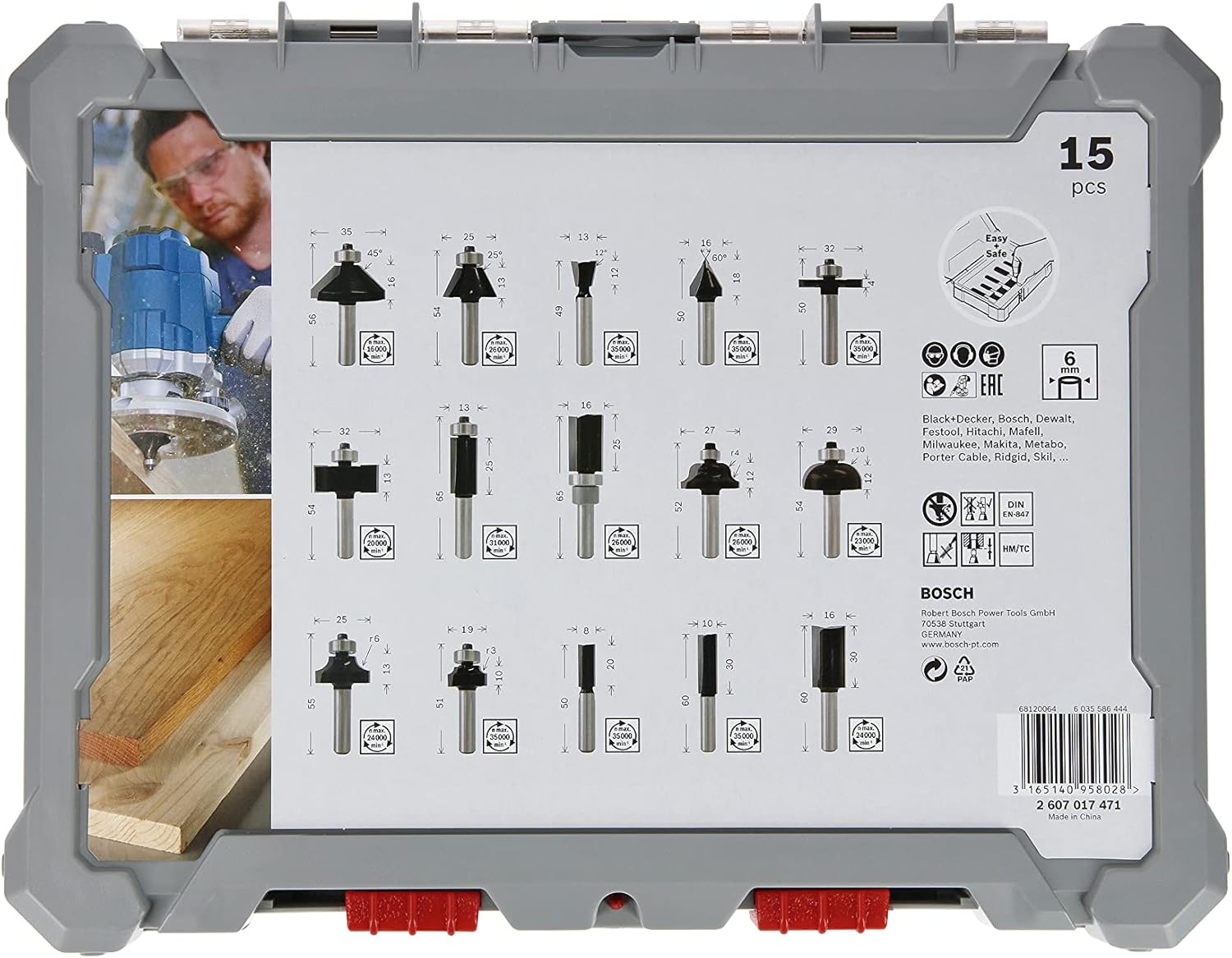Thumbnail 2 de Bosch Accessories 2607017471 Set di Frese, 6 mm: taglio preciso per legno e materiali compositi