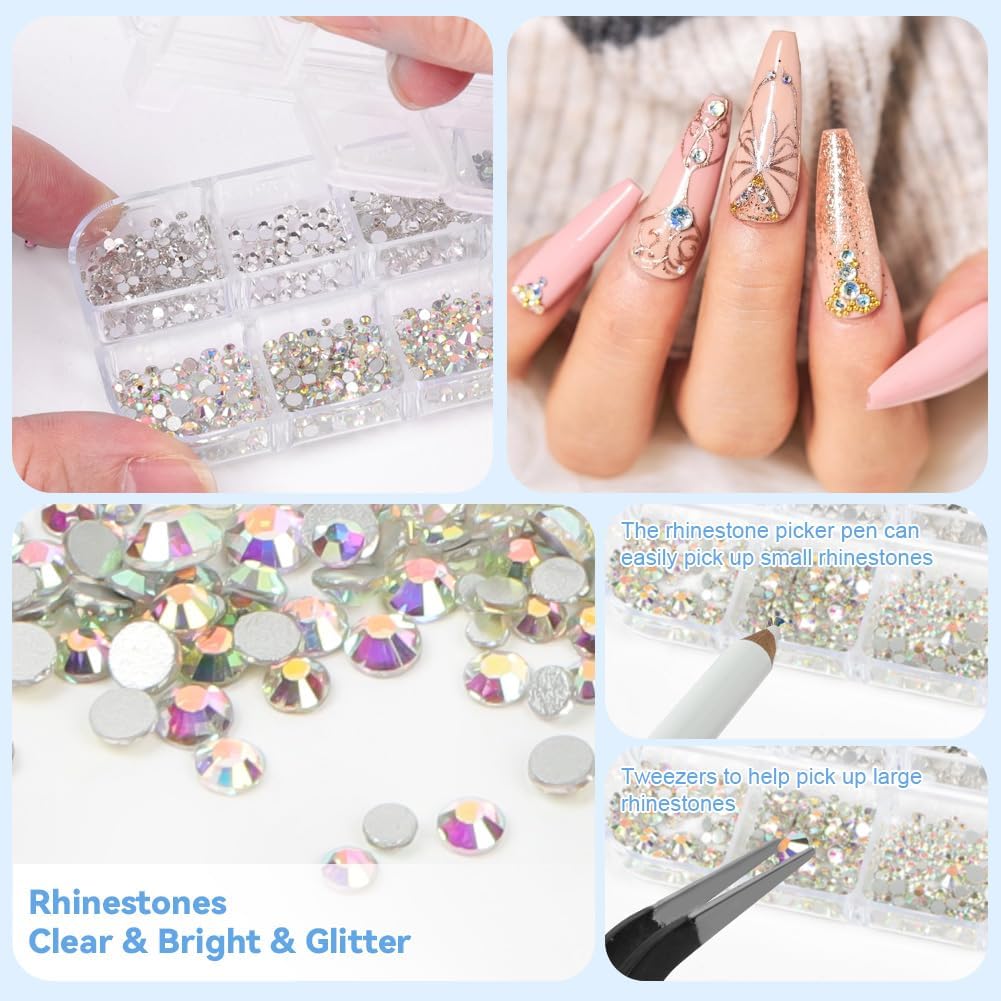 Thumbnail 4 de AUYAO Harz Strasssteine 4200Pcs – Strass Kristalle 1,5–3 mm mit Pinzette & Stift für Nagelkunst & DIY