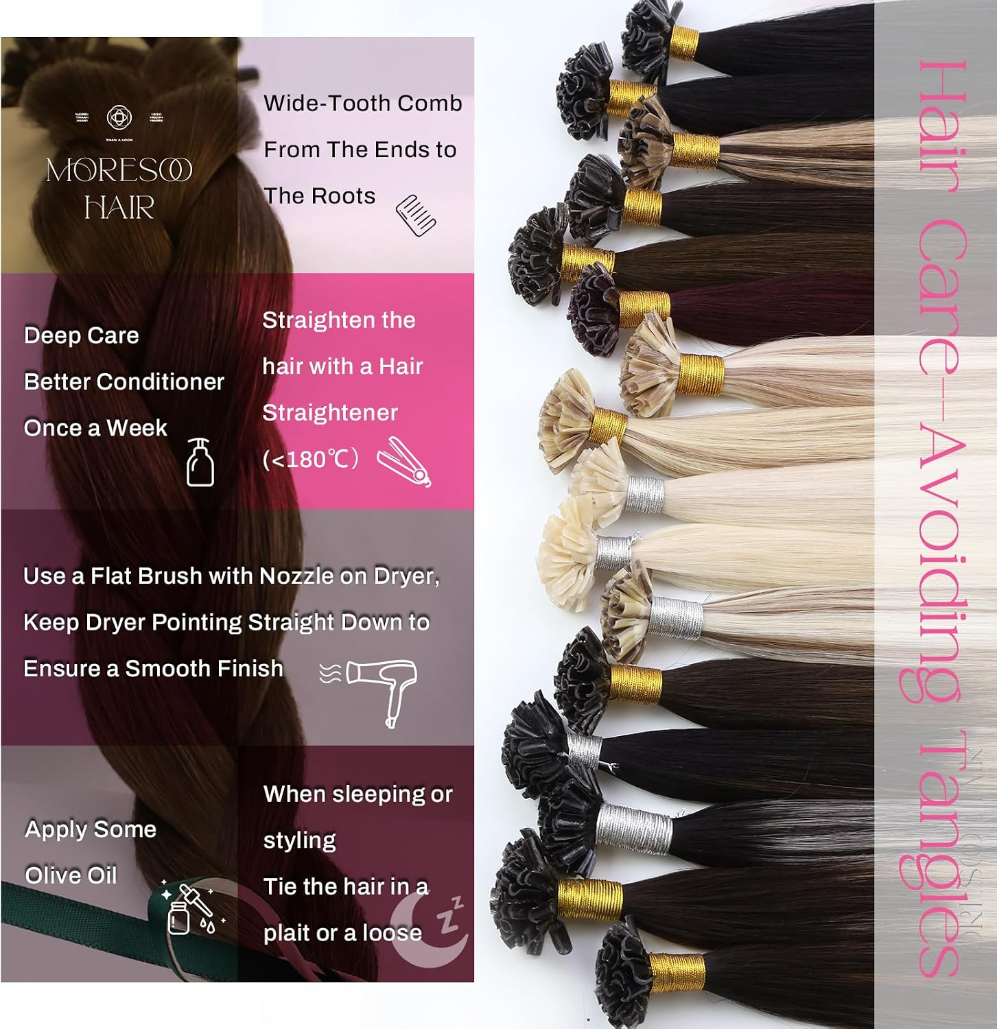 Detalle 2 de Moresoo extension capelli veri Remy 50 cm
