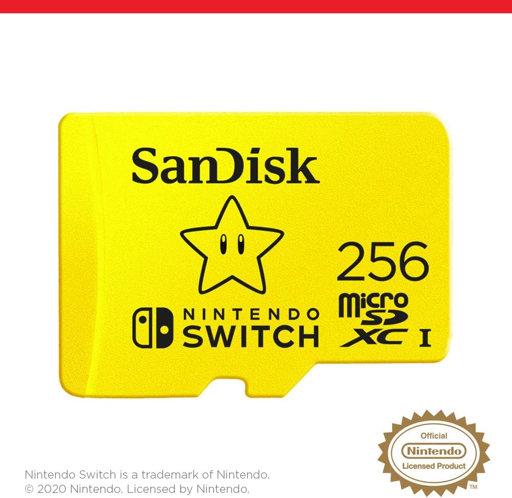 Detalle de SanDisk 256GB microSDXC (Licensed for Nintendo Switch) – SDSQXAO-256G-GNCZN