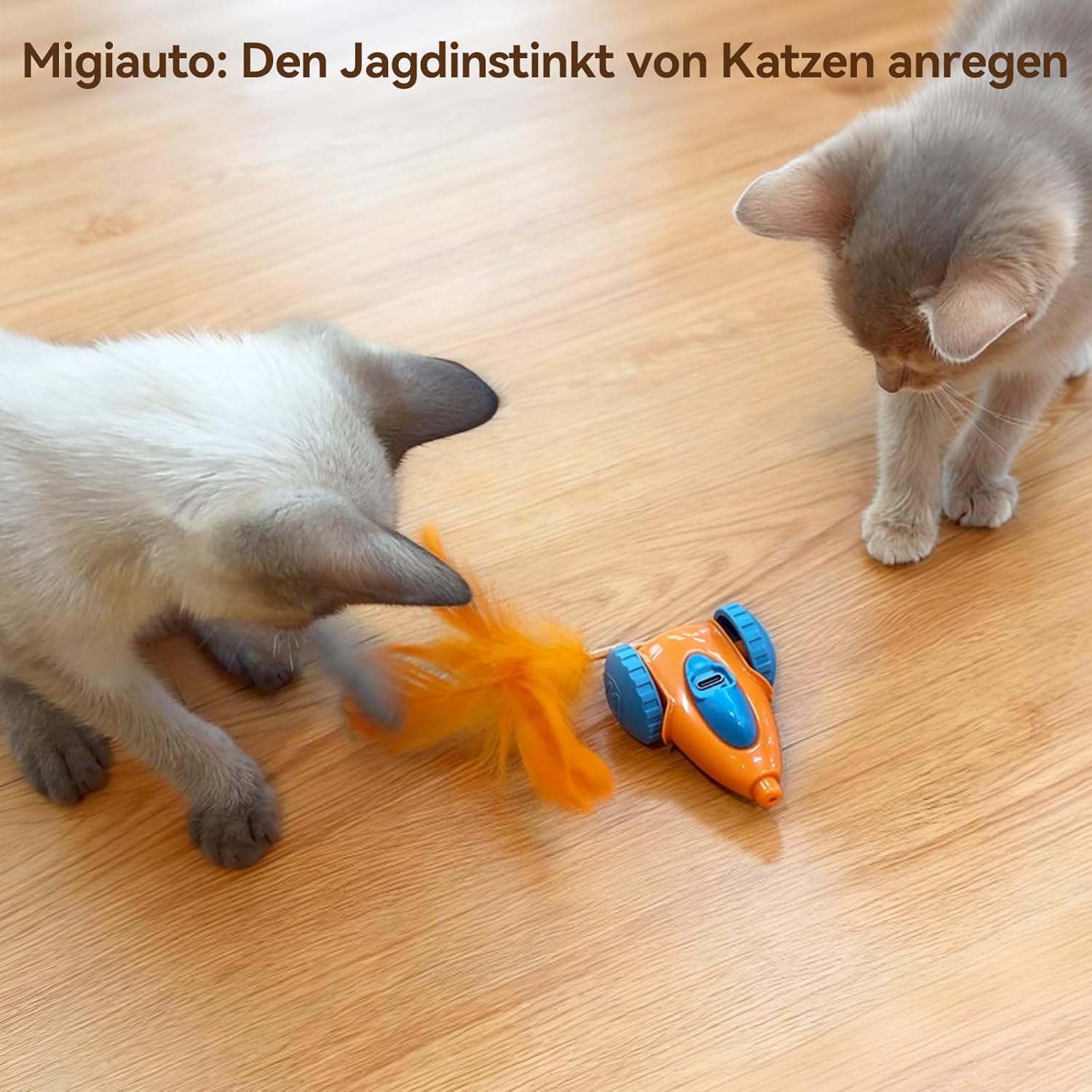 Detalle de Migipaws Interaktives Katzenspielzeug – Elektrische Maus mit Federn, wiederaufladbar
