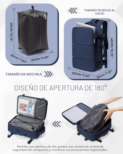 Detalle 2 de SZLX Mochila de viaje 40x30x20 con bomba de vacío y apertura 180°