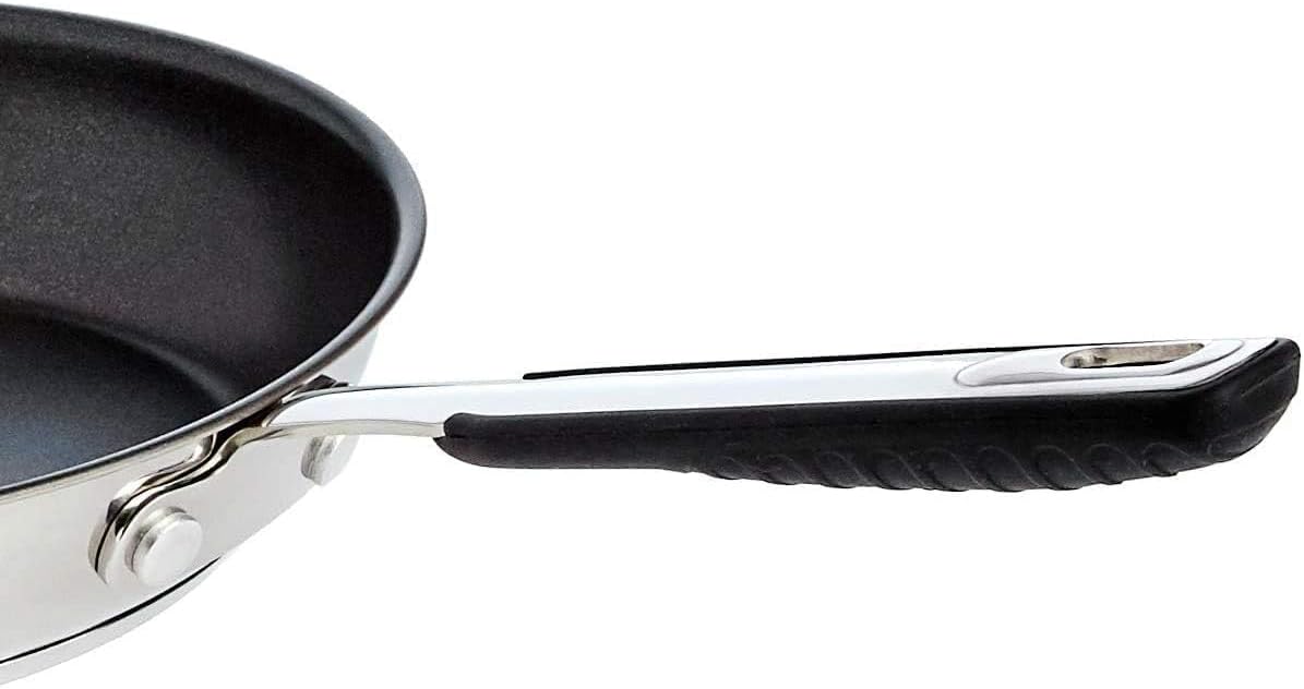 Detalle de Amazon Basics Keramik-Antihaft-Edelstahl-Induktionspfanne 20 cm mit Soft-Touch-Griff