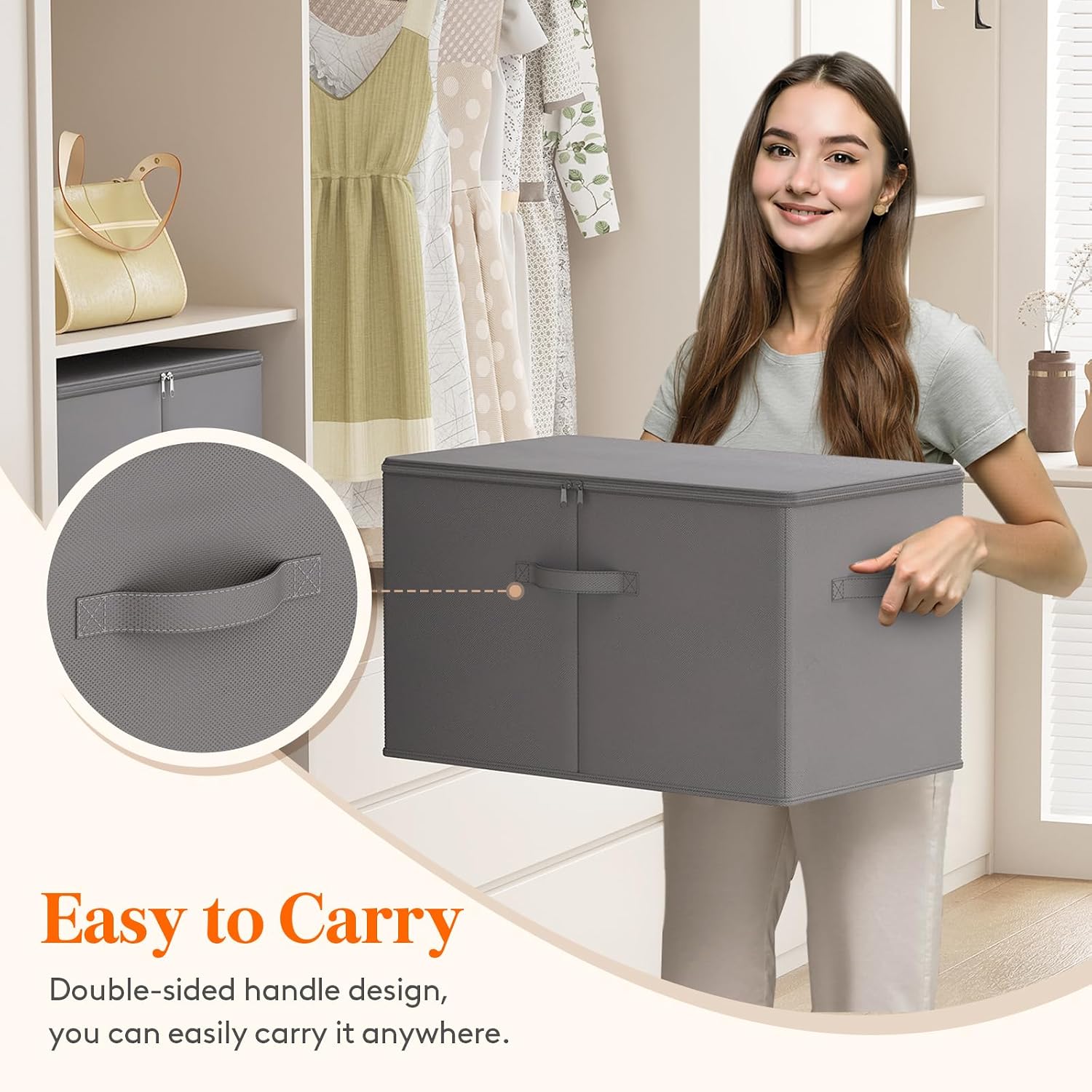 Detalle 2 de Lifewit 24300 60L Fabric Storage Boxes, Pack of 6, Foldable with Lids
