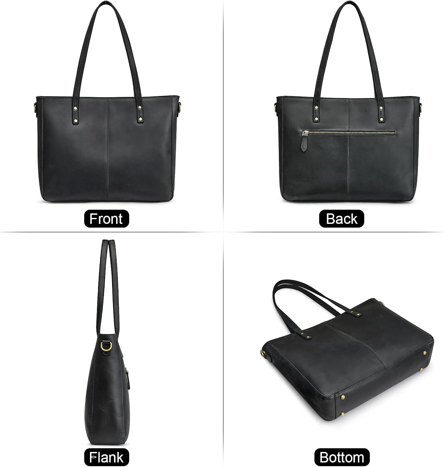 Thumbnail 5 de S-ZONE Donna Borsa a Tracolla in Vera Pelle Crazy Horse vintage con scomparto per PC 15,6”