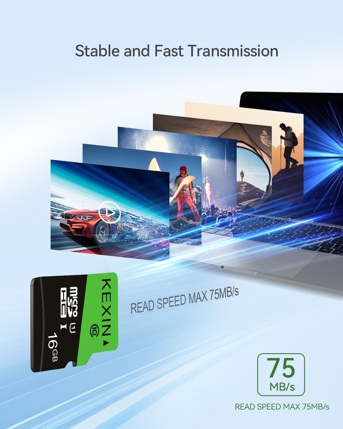 Detalle de KEXIN 16GB Micro SD Card | MicroSDHC UHS-I Class 10 A1 U1 – Durable, compact memory for everyday devices