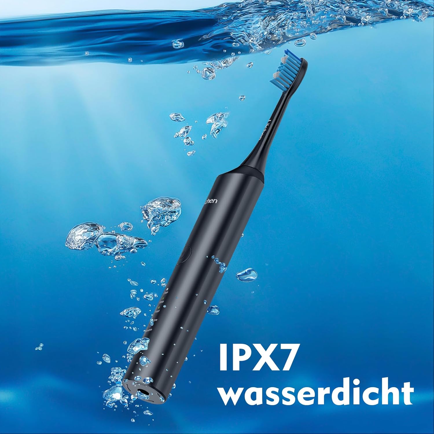 Thumbnail 6 de Lächen Elektrische Schallzahnbürste mit 5 Reinigungsmodi, Reise-Etui & USB-Ladung (IPX7, Schwarz)