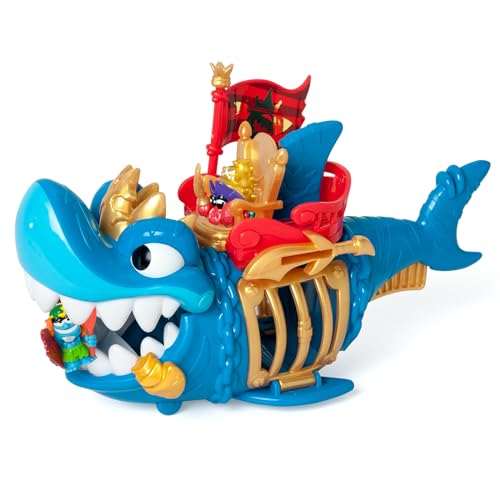 Detalle de PIRATIX Adventure World King Shark – Tiburón articulado con jaula y tesoro: una aventura pirata para imaginar sin límites