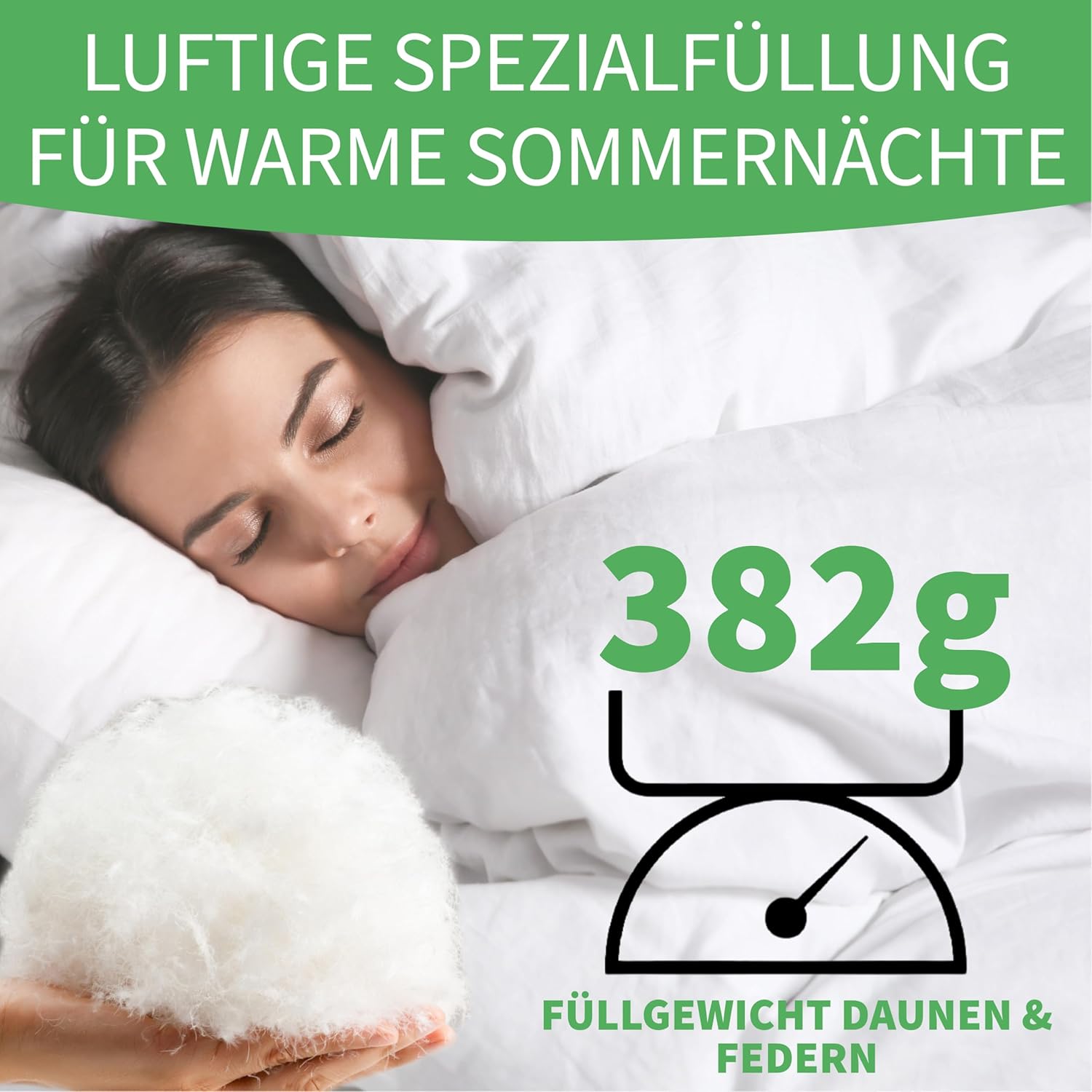 Thumbnail 1 de Welldora Komfort Bettdecke Sommer 155x220 – 100% Extraweiche Federn & Daunen, Allergiker geeignet