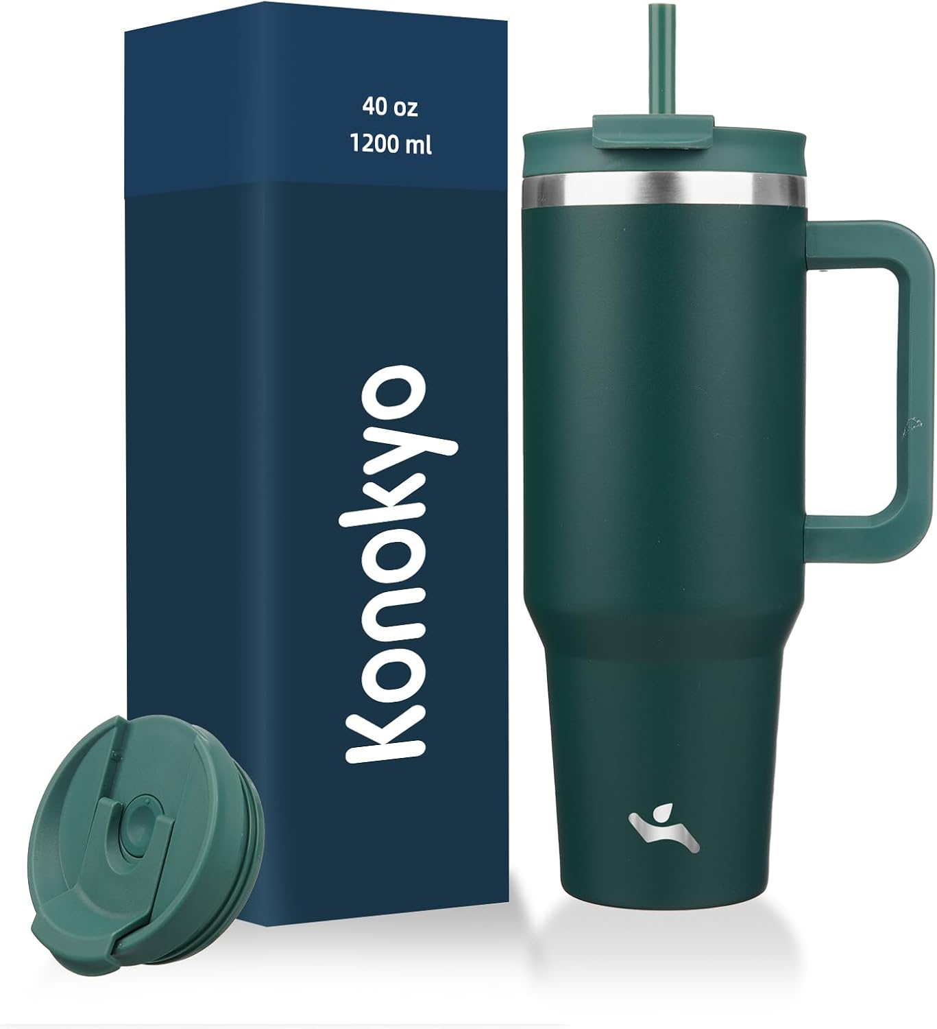 Detalle de Konokyo 40 oz Tumbler with Handle and Straws 2-in-1 Lid 💧📷?