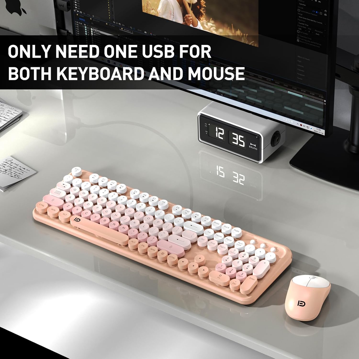 Detalle 2 de Retro Typewriter Wireless Keyboard & Mouse Combo 2.4GHz